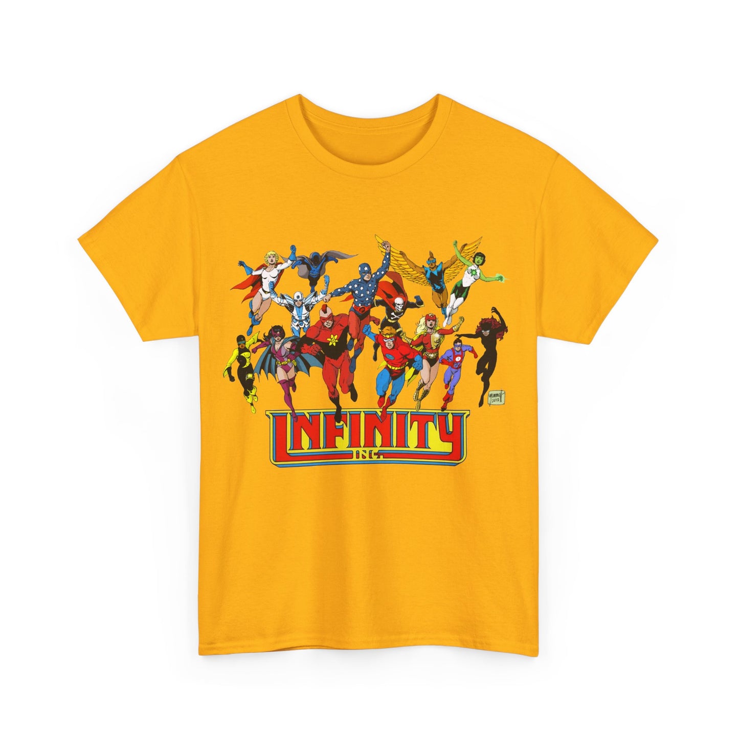 Infinity Inc Shirt - Tom Grummett Art - Jade, Obsidian, Huntress, Power Girl, Fury, Silver Scarab, Wildcat, Star-Spangled Kid - JSA Successors - DC Comics