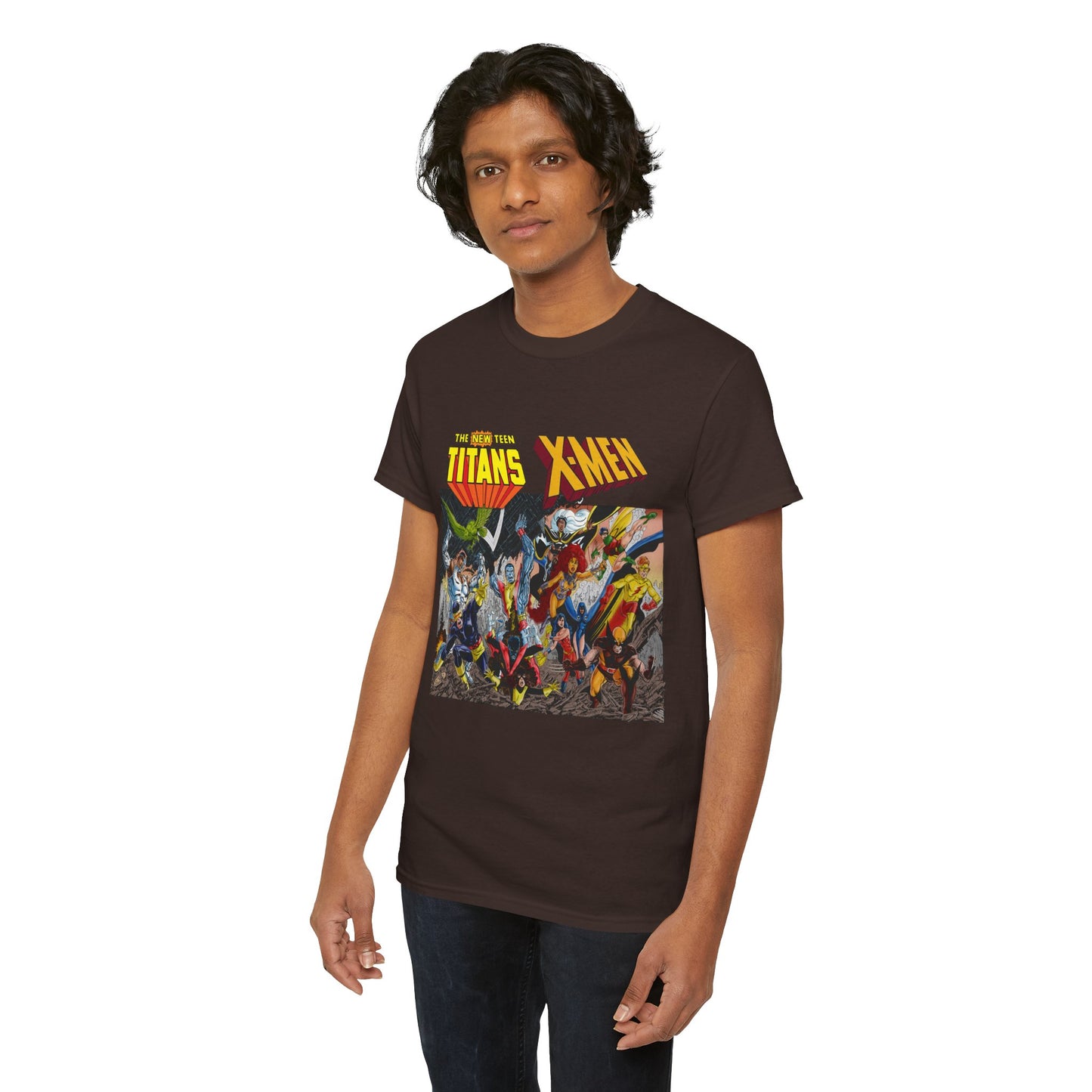 Uncanny X-Men Vs New Teen Titans T-Shirt - Amazing John Byrne Art - DC Comics, Marvel Comics Crossover - Wolverine, Starfire, Cyclops, Storm, Raven, Wonder Girl
