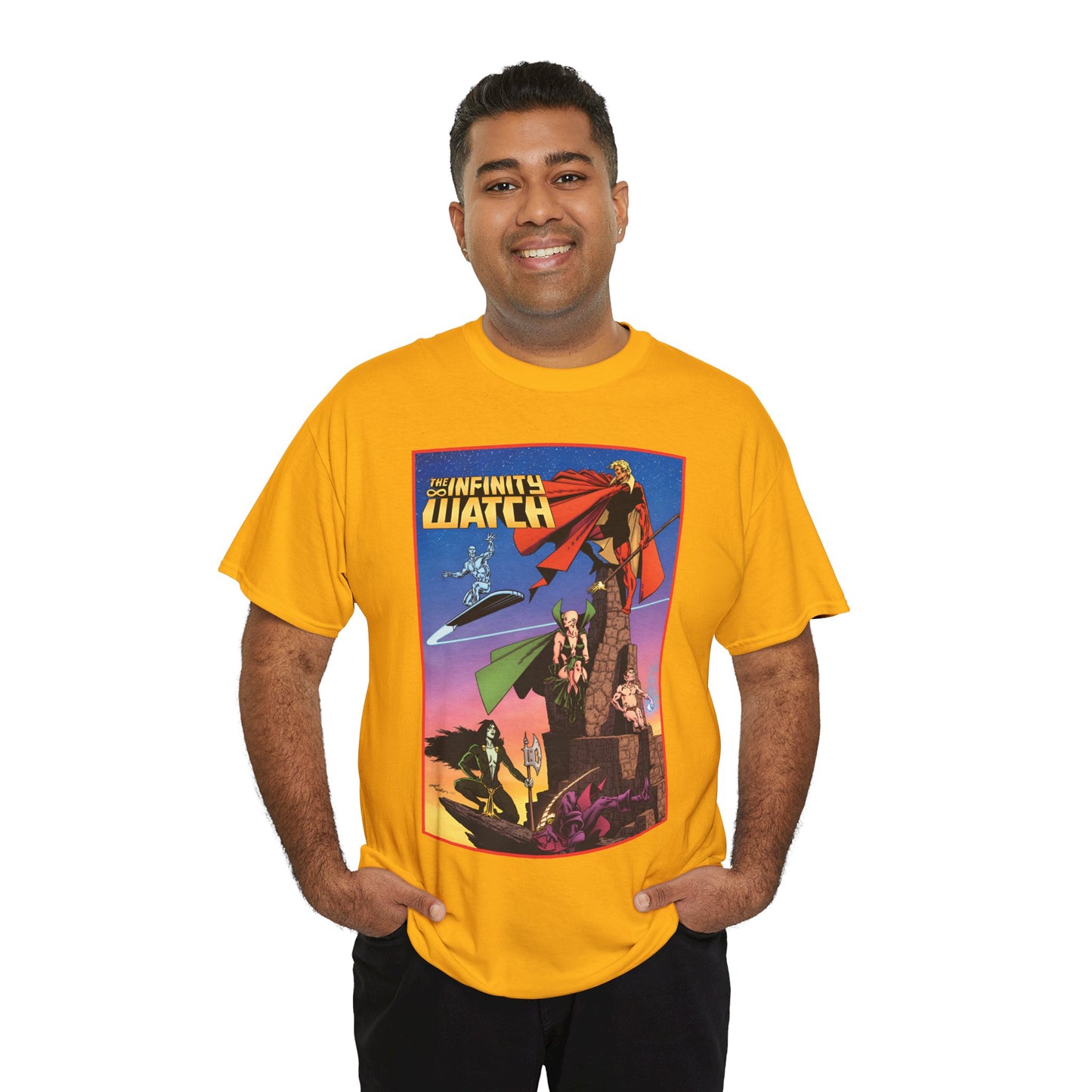 Infinity Watch T-Shirt - Jim Starlin Art - Adam Warlock, Silver Surfer, Moondragon, Pip the Troll - Marvel Comics