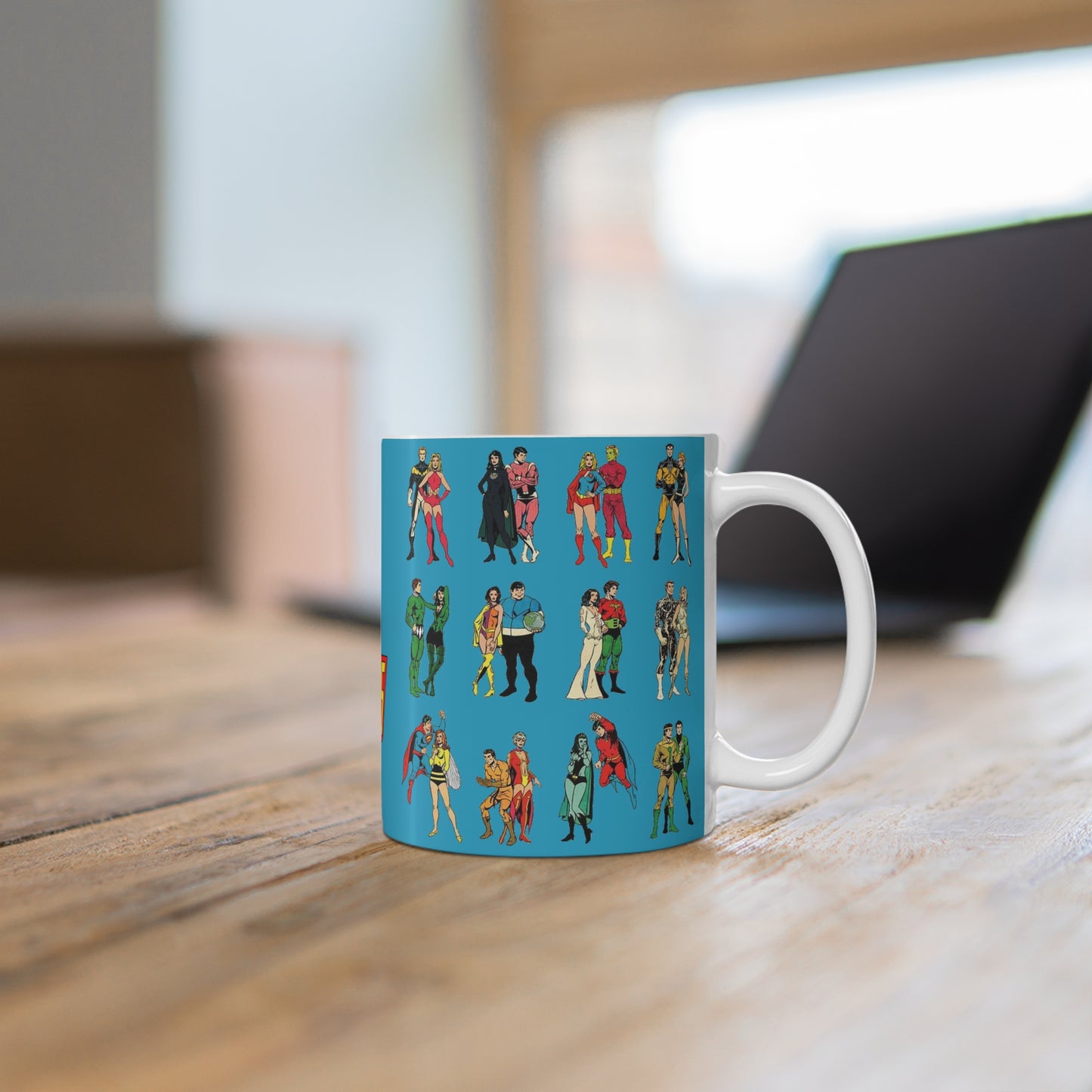 Superboy & Legion of Super-heroes Coffee Mug, 11oz - DC Comics - Bronze Age Art - Cosmic Boy, Supergirl, Brainiac 5, Lightning Lad, Saturn Girl - LOSH