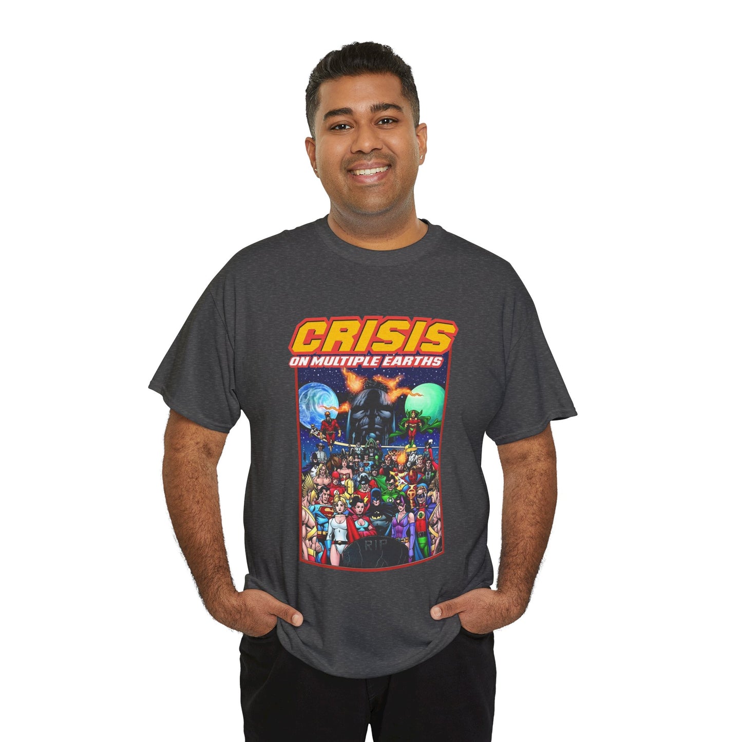 Crisis on Multiple Earths T-Shirt - George Perez Art - JSA & JLA Team-ups - Superman, Batman, Zatanna, Huntress, Power Girl, Hawkman, New Gods, Darkseid - DC Comics