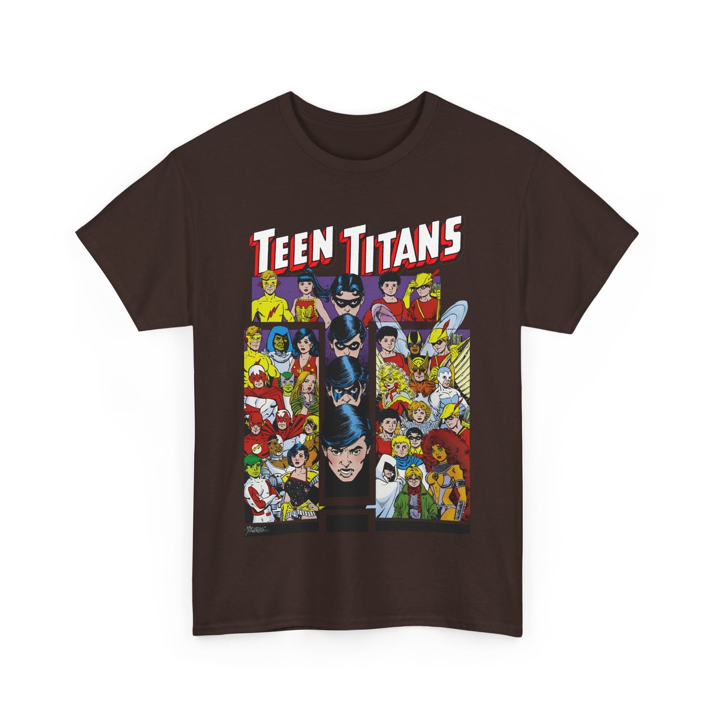 Teen Titans T-Shirt - George Perez Art - Wonder Girl, Bumblebee, Kid Flash, Starfire, Cyborg, Raven, Lilith, Flash, Hawn & Dove, Robin - DC Comics