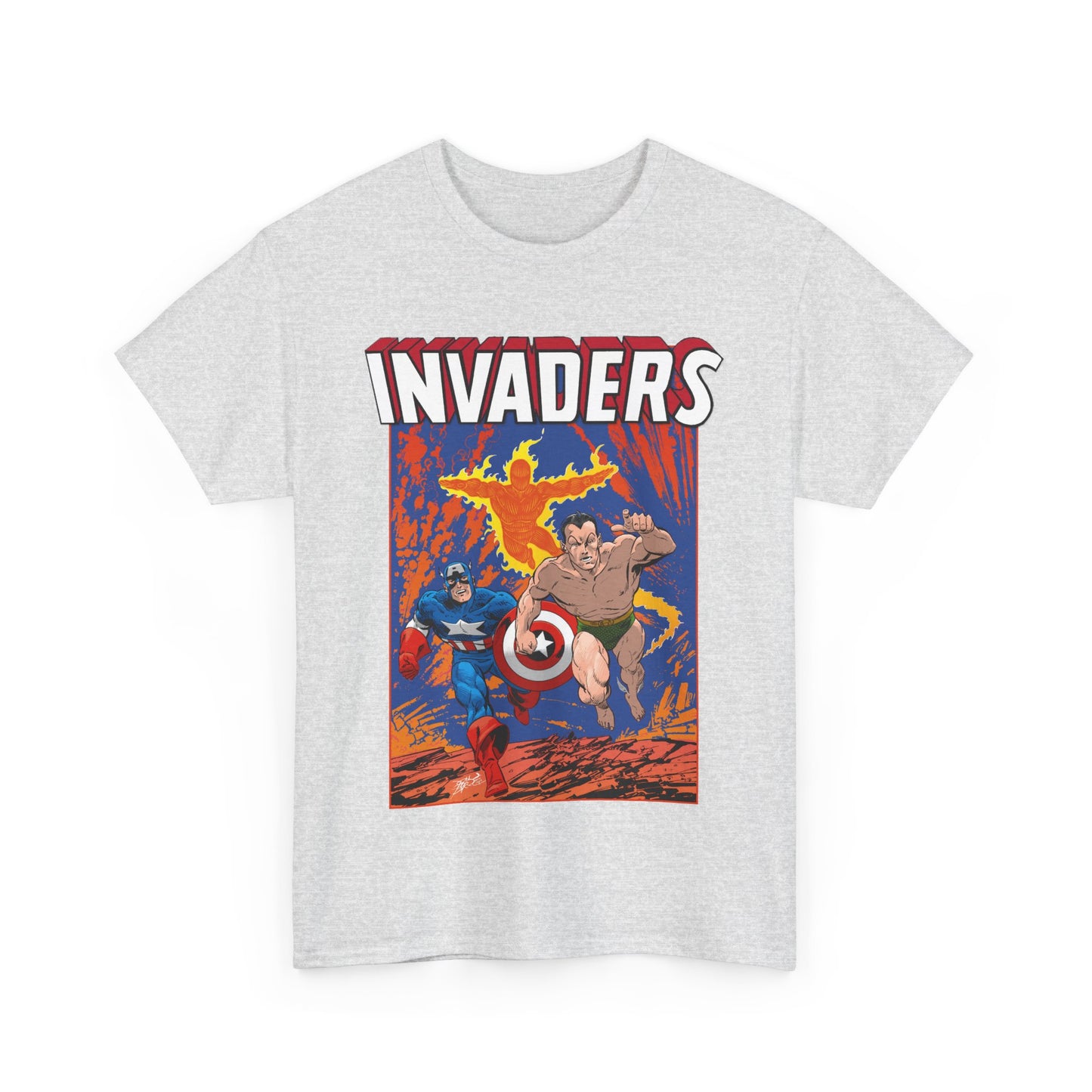 Invaders T-Shirt - John Byrne Art - Captain America, Namor, Human Torch - Marvel Comics Golden Age Characters