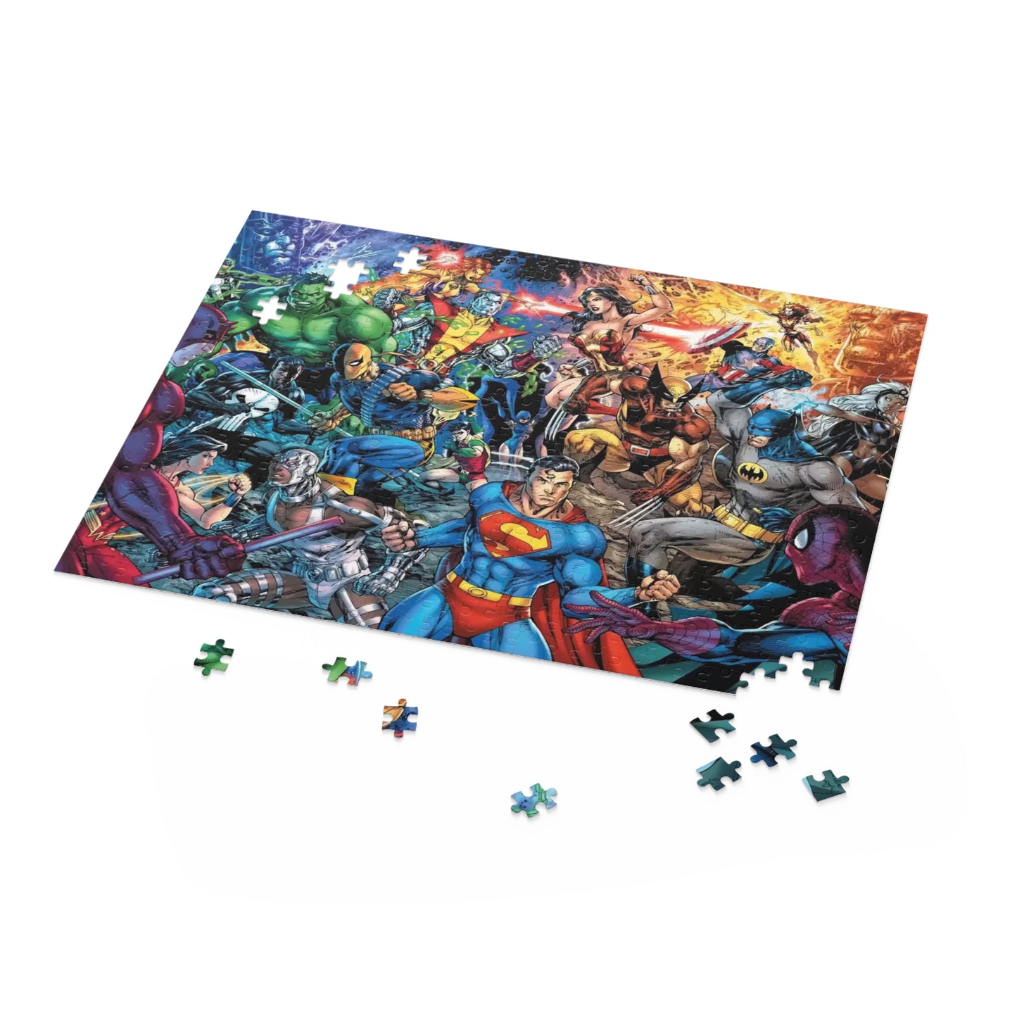 DC Comics Vs Marvel 500 Piece Puzzle - Jim Lee Omnibus Art - Superman, Storm, Daredevil, Spider-Man, Hulk