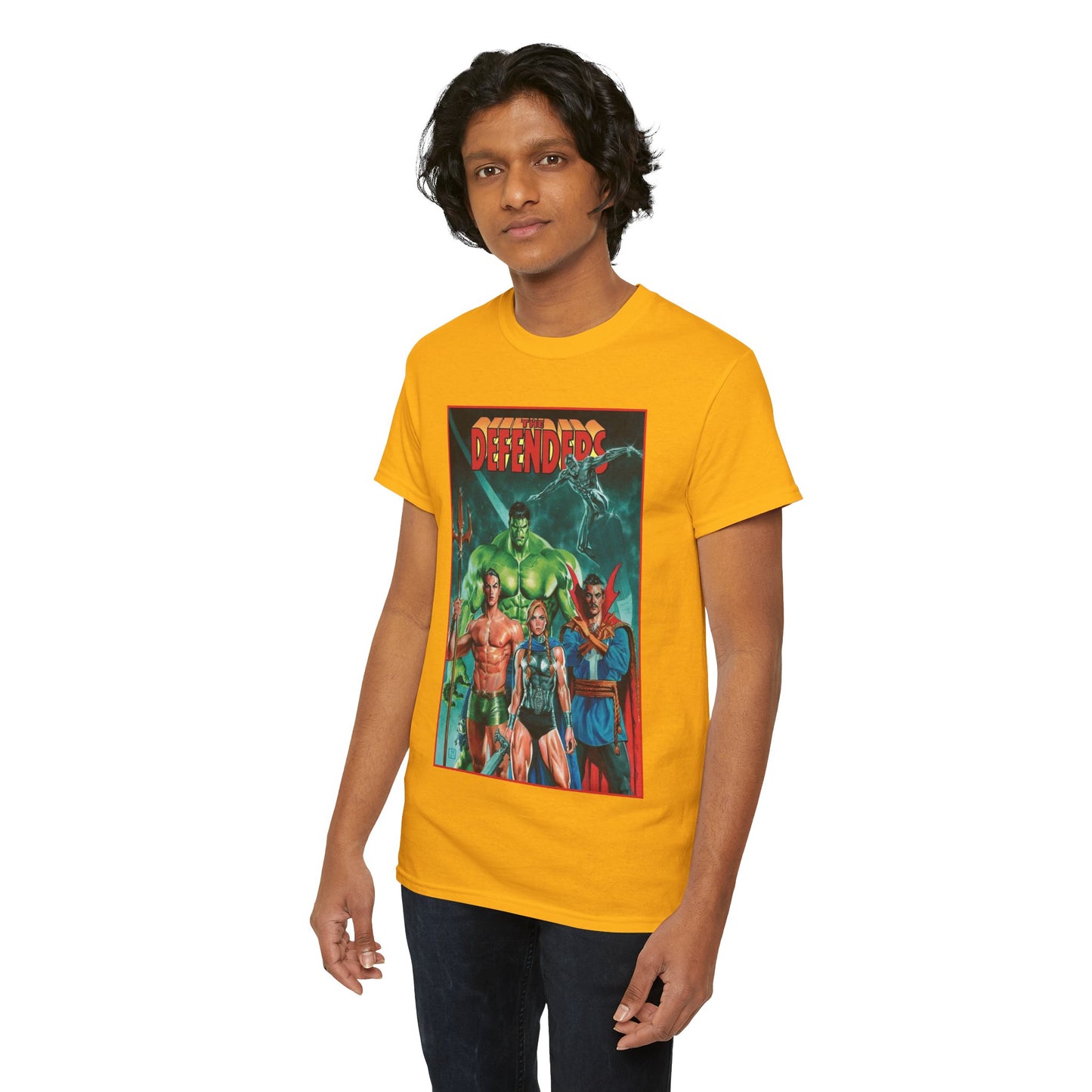 Defenders T-Shirt - Dr Strange, Valkyrie, Hulk, Namor, Silver Surfer - Marvel Comics - Popular 1970s Series