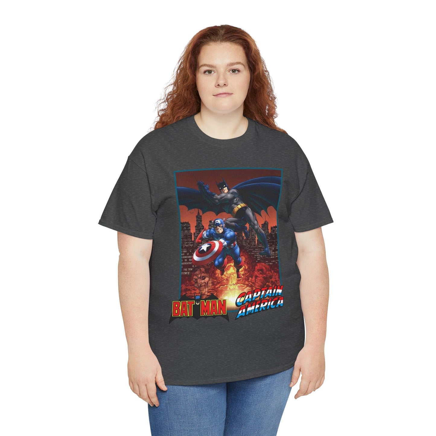 Batman & Captain America T-Shirt - John Byrne Art - Joker & Red Skull - Marvel & DC Comics Crossover Art