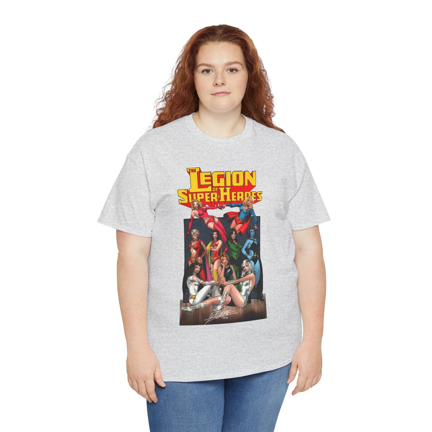Legion of Super-Heroes T-Shirt - George Perez Art - Saturn Girl, Supergirl, Dream Girl, Shadow Lass, Phantom Girl - The Super Woman of LOSH - DC Comics