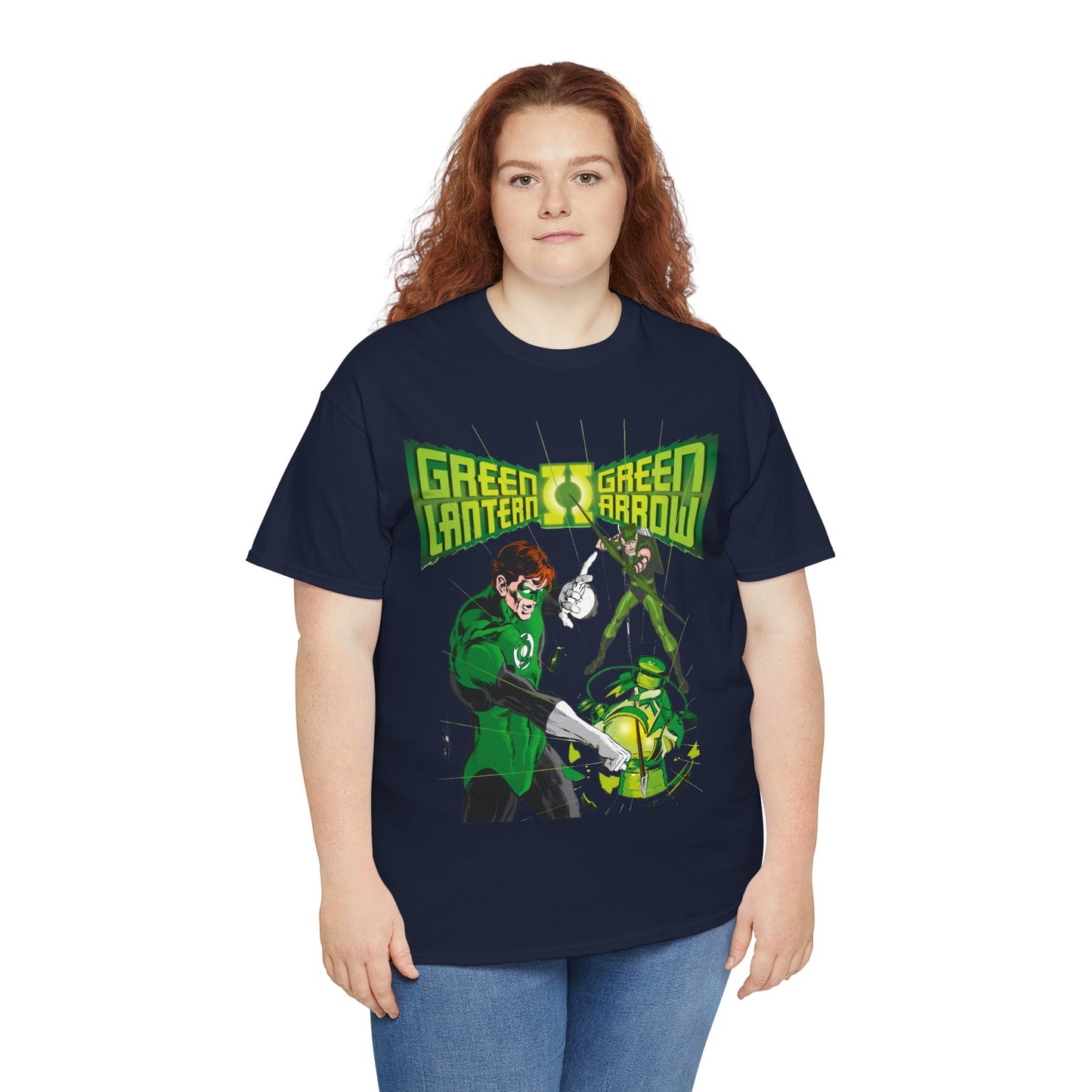 Green Lantern & Green Arrow T-Shirt - Neal Adams Art - Hal Jordan & Oliver Queen - Justice League Members - 1970s DC Comics