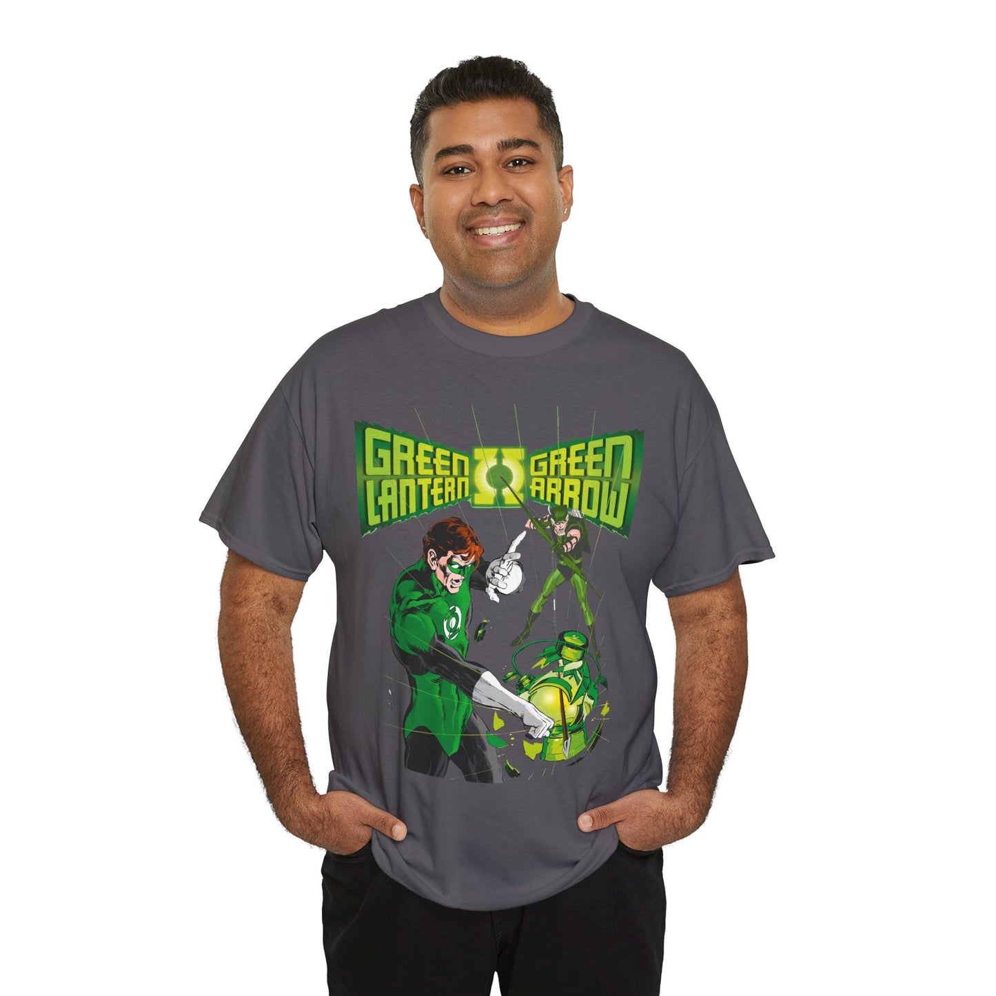 Green Lantern & Green Arrow T-Shirt - Neal Adams Art - Hal Jordan & Oliver Queen - Justice League Members - 1970s DC Comics