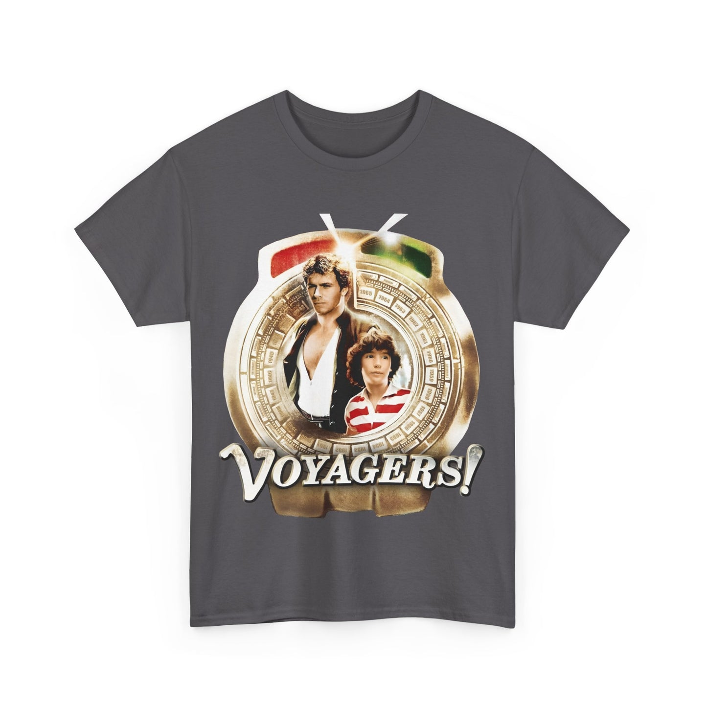 Voyagers T-Shirt - Jon-Erik Hexum, Meeno Peluce - Omni - Popular 1980s Time Travel TV Show - Cult Classic