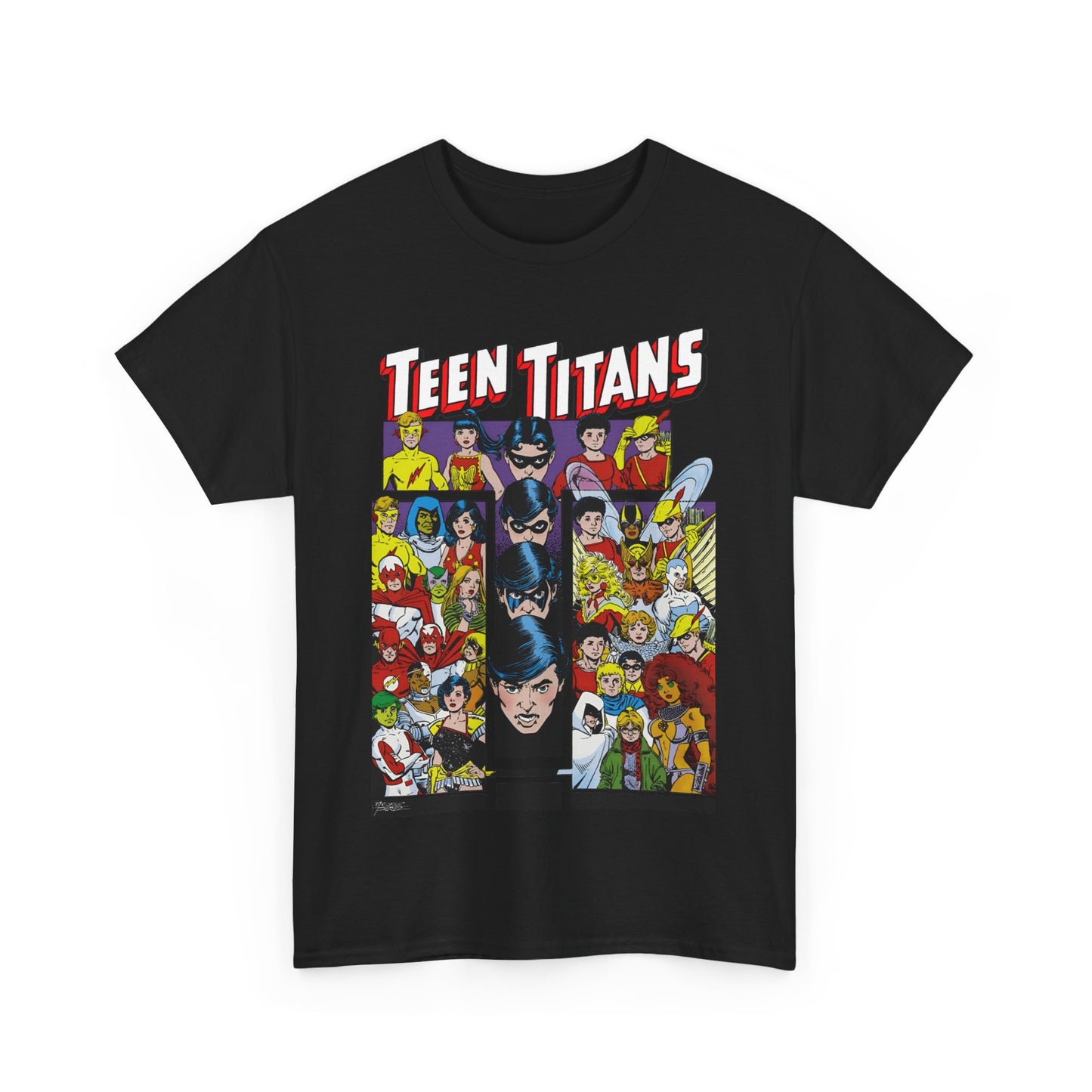 Teen Titans T-Shirt - George Perez Art - Wonder Girl, Bumblebee, Kid Flash, Starfire, Cyborg, Raven, Lilith, Flash, Hawn & Dove, Robin - DC Comics