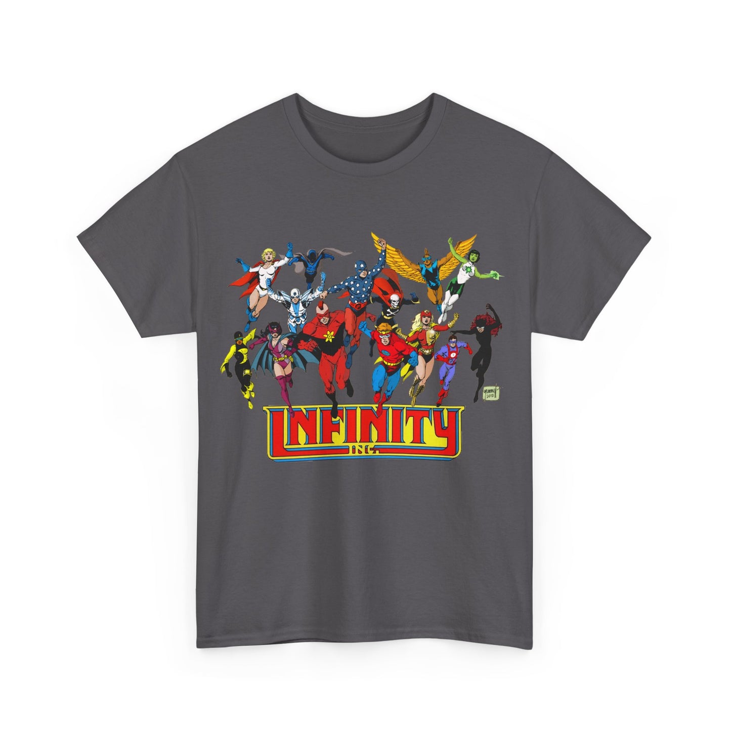 Infinity Inc Shirt - Tom Grummett Art - Jade, Obsidian, Huntress, Power Girl, Fury, Silver Scarab, Wildcat, Star-Spangled Kid - JSA Successors - DC Comics