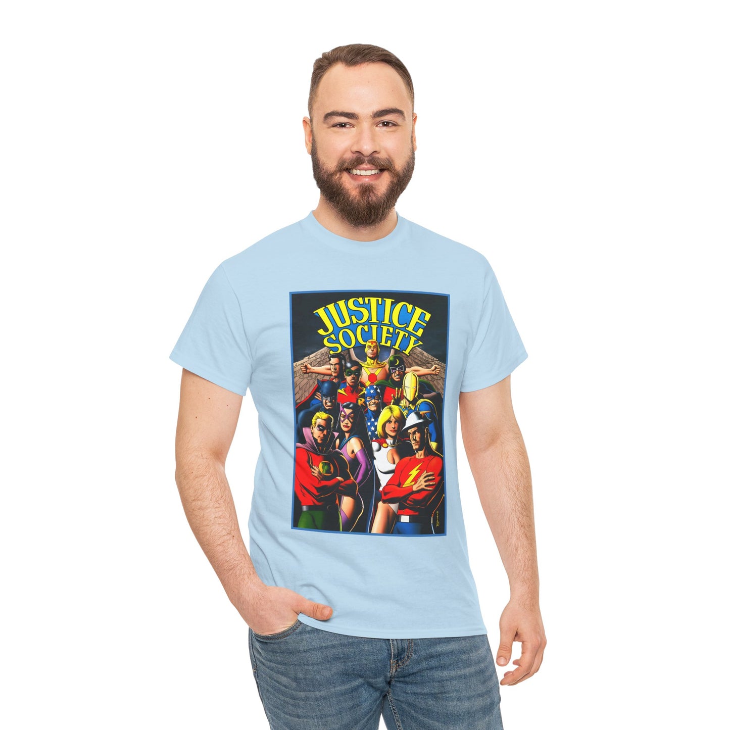 Justice Society T-Shirt - Brian Bolland Art - Dr. Fate, Huntress, Power Girl, Green Lantern, Hawkman, Wildcat - DC Comics - JSA