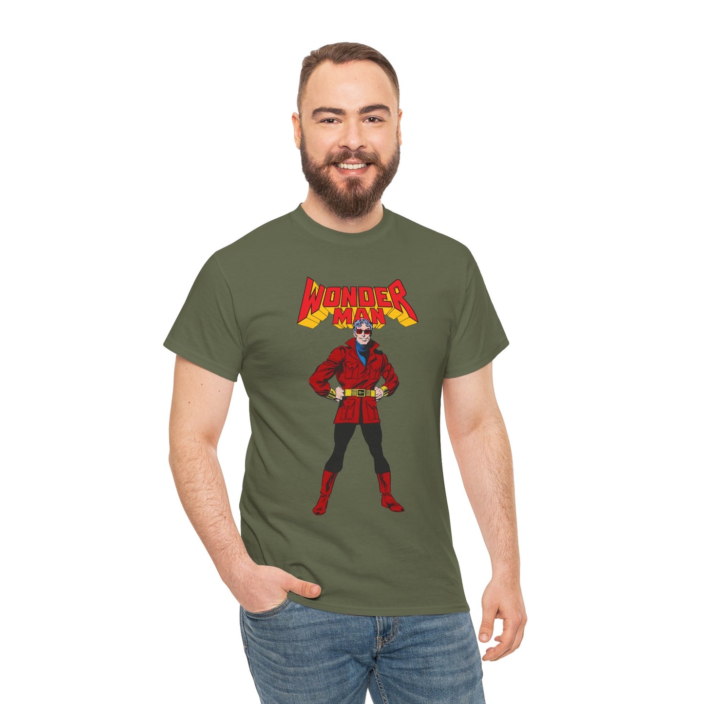 Wonder Man T-Shirt - George Perez Art - West Coast Avengers - Marvel Comics - Simon Williams - Safari Jacket Look