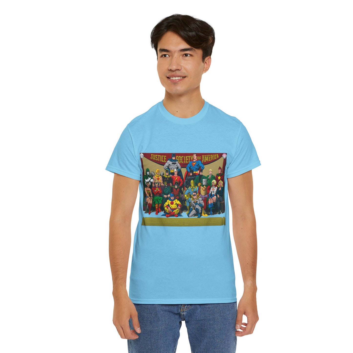 JSA T-Shirt - Sandman, Starman, Atom, Dr Fate, Mr Terrific, Flash, Green Lantern - DC Comics - Justice Society of America - Golden Age