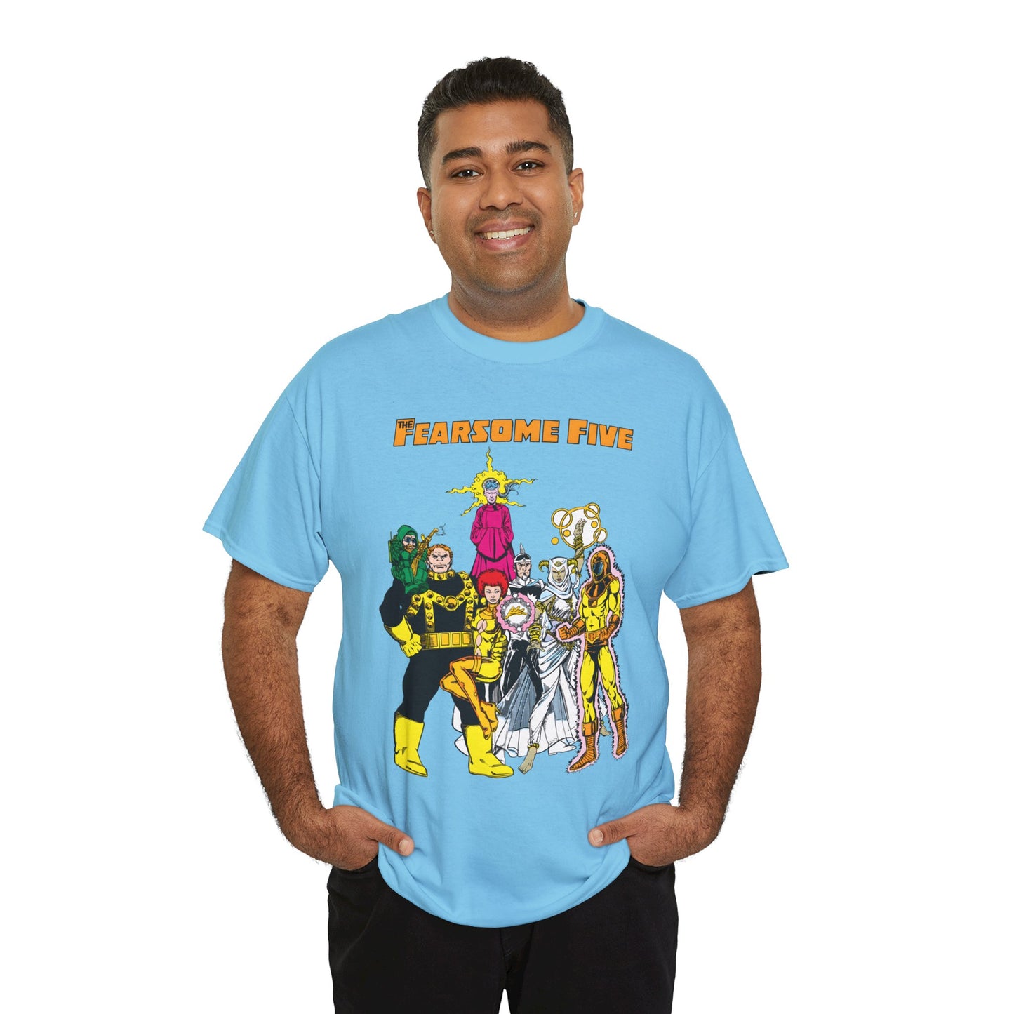 Fearsome Five T-Shirt - George Perez Art - Dr Light, Shimmer, Mammoth, Gizmo, Psimon, Jinx, Neutron - Who's Who Art - DC Comics