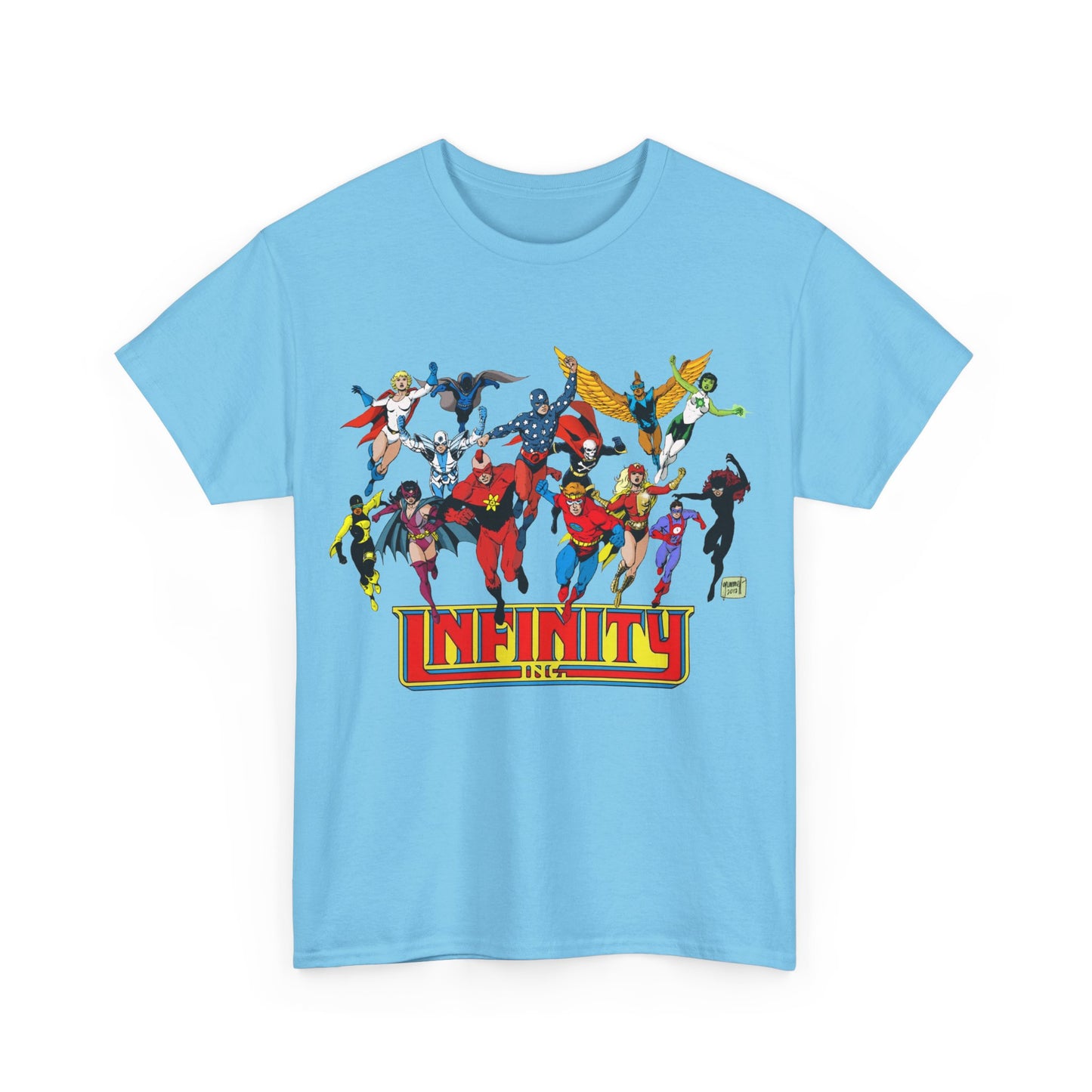Infinity Inc Shirt - Tom Grummett Art - Jade, Obsidian, Huntress, Power Girl, Fury, Silver Scarab, Wildcat, Star-Spangled Kid - JSA Successors - DC Comics