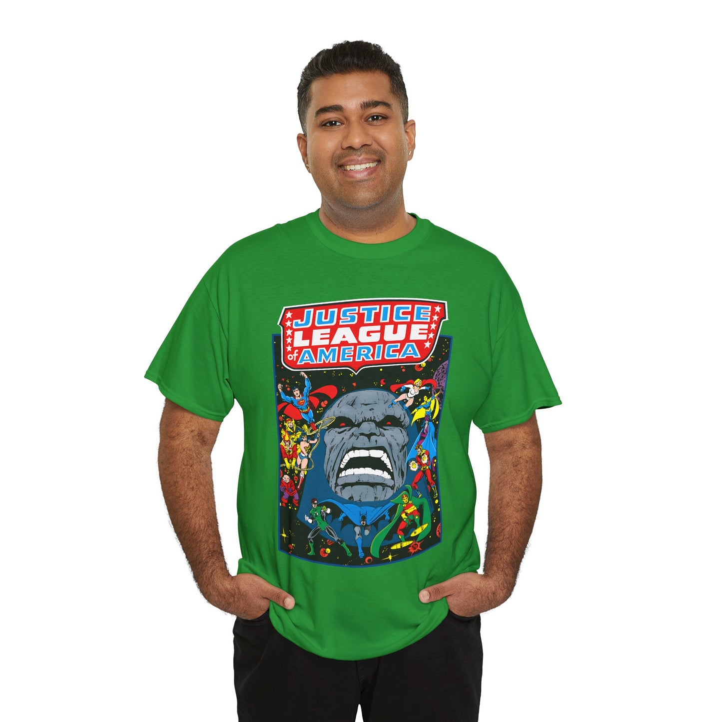 Justice League of America T-Shirt - George Perez Art - JLA/JSA/New Gods Crossover - Darkseid, Orion, Mr Miracle, Huntress, Firestorm, Dr Fate - DC Comics
