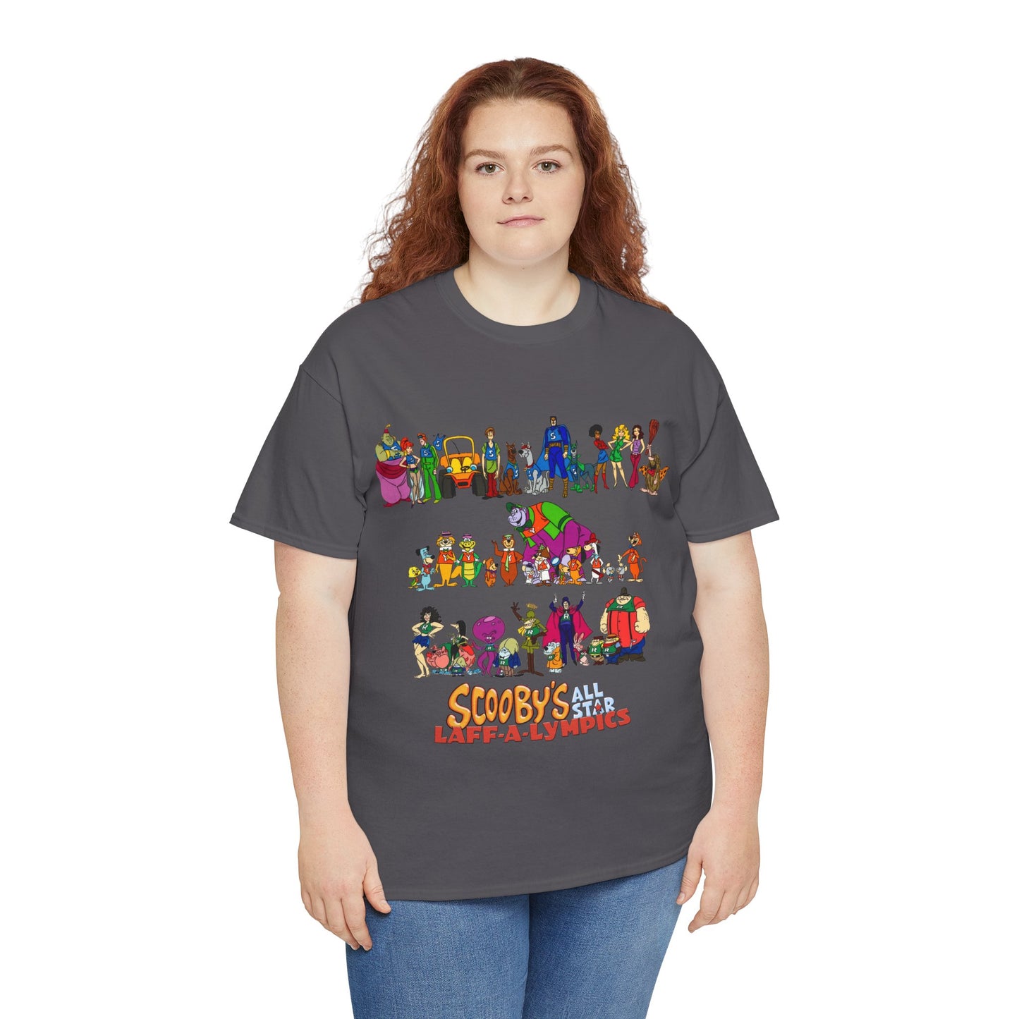 Scooby's All-Star Laff-A-Lympics T-Shirt - Hanna-Barbera Cartoon - Speed Buggy, Yogi Bear, Grape Ape, Scooby Dum, Shaggy, Wally Gator