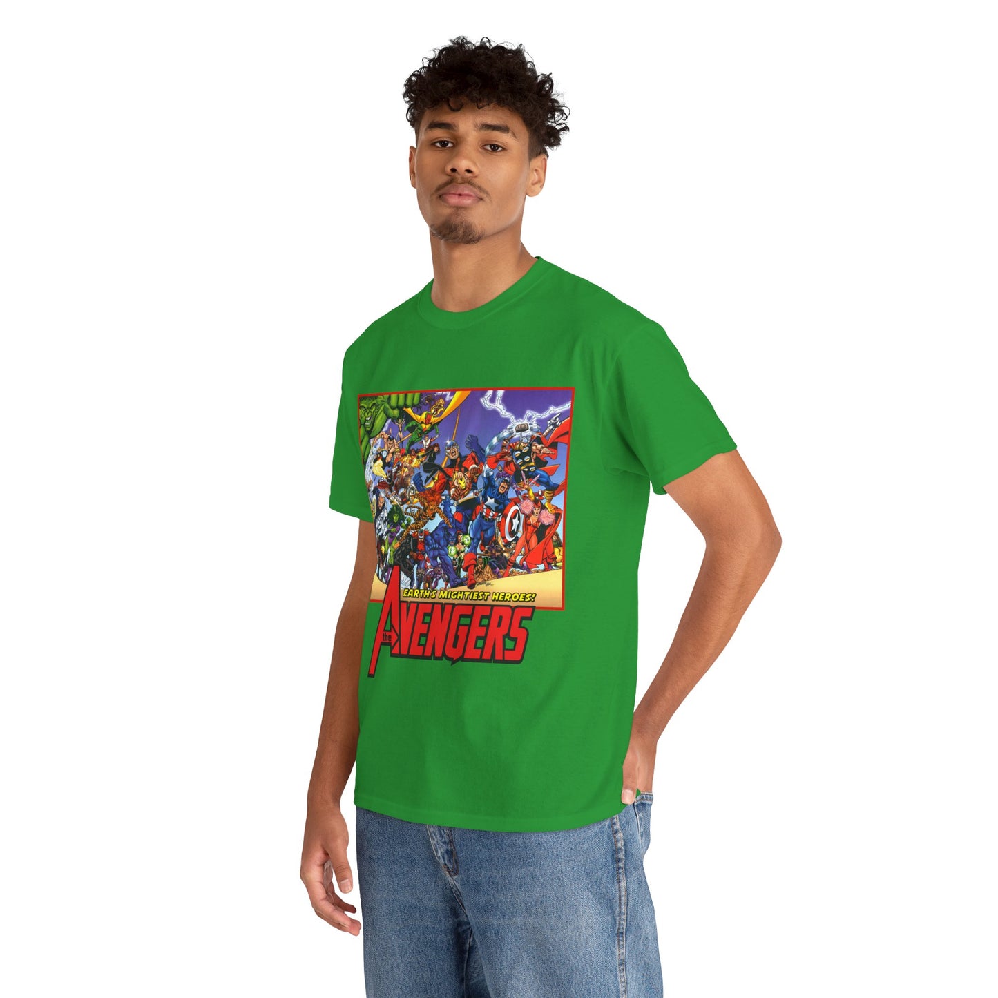 Avengers T-Shirt - George Perez Art - Marvel Comics - Captain America, Iron Man, Thor, She-Hulk, Hawkeye, Vision, Quicksilver - Classic Cover