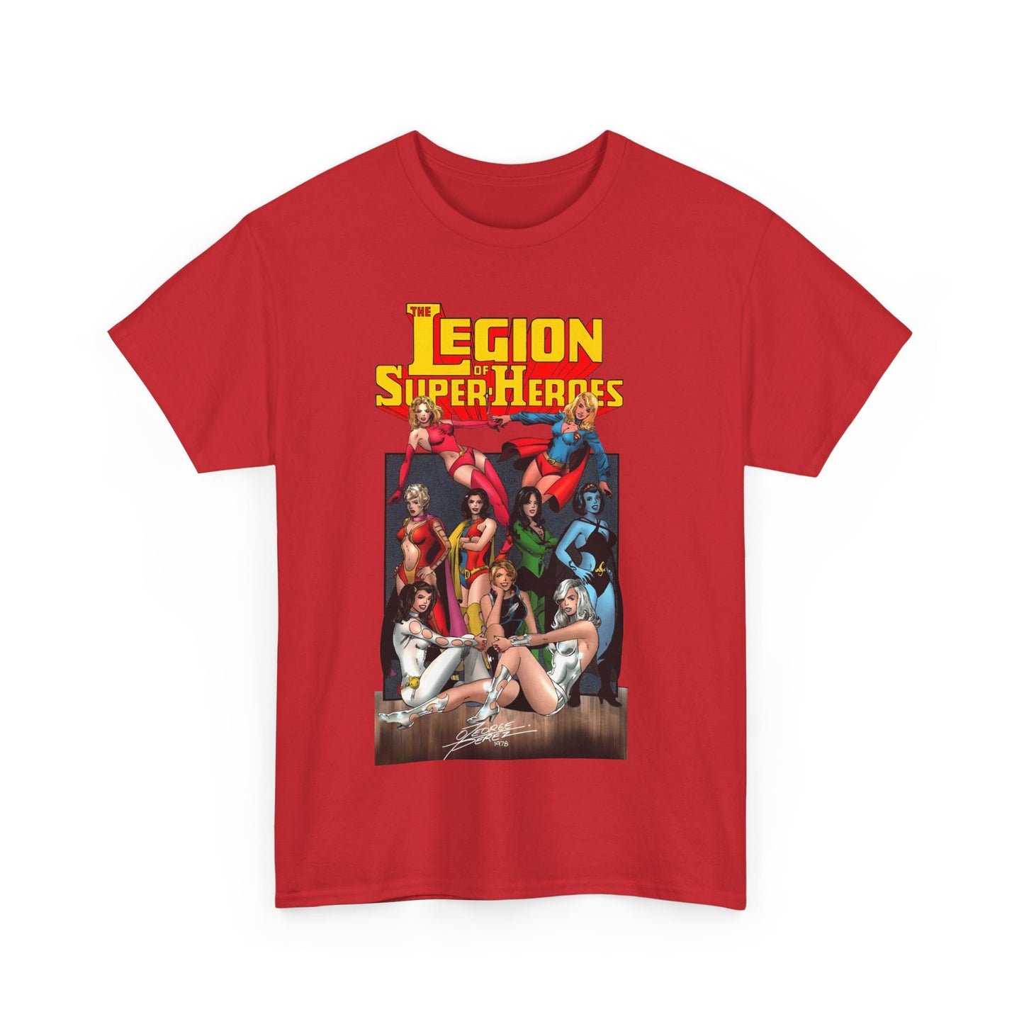Legion of Super-Heroes T-Shirt - George Perez Art - Saturn Girl, Supergirl, Dream Girl, Shadow Lass, Phantom Girl - The Super Woman of LOSH - DC Comics