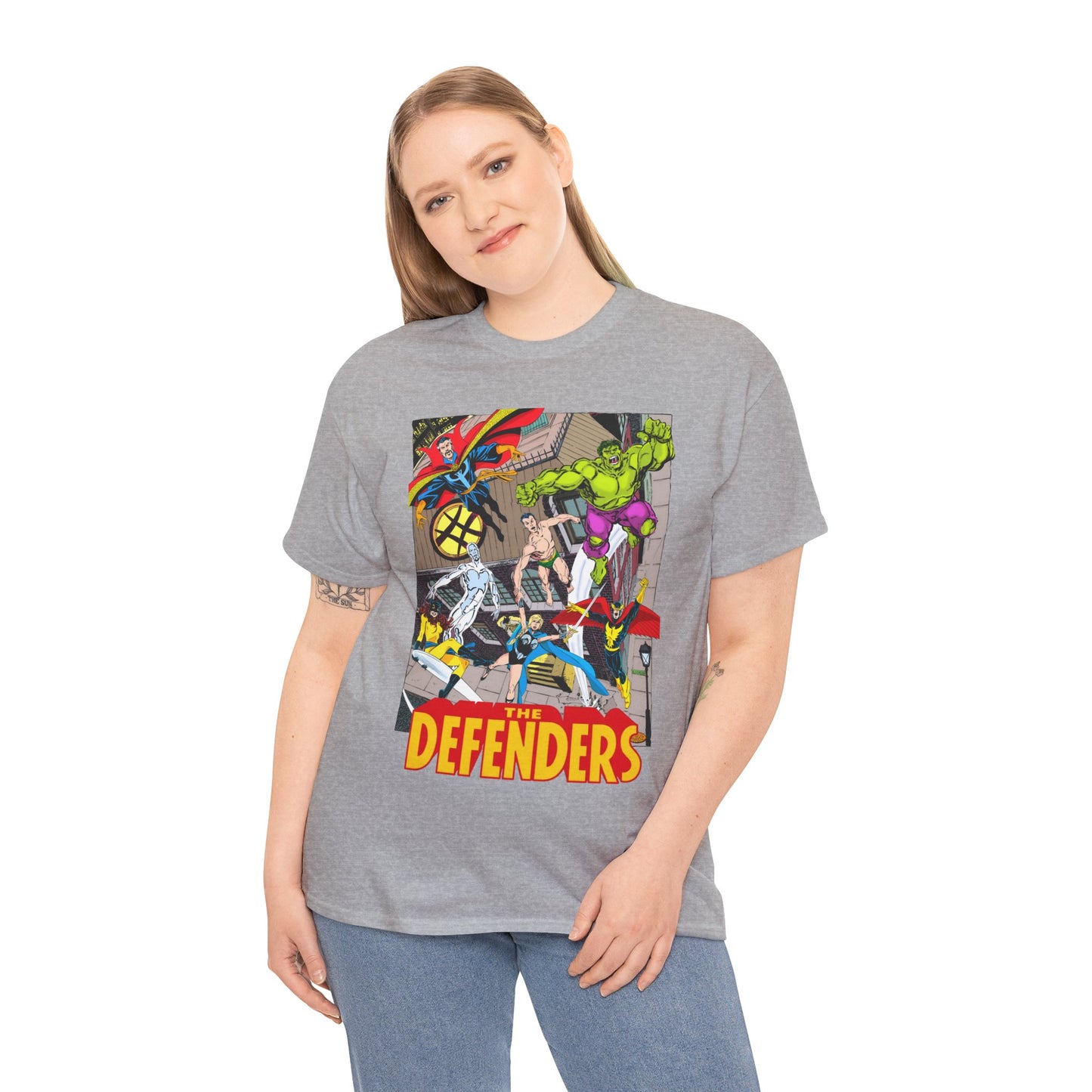 Defenders T-Shirt - John Byrne Art - Marvel Comics - Dr Strange, Nighthawk, Hulk
