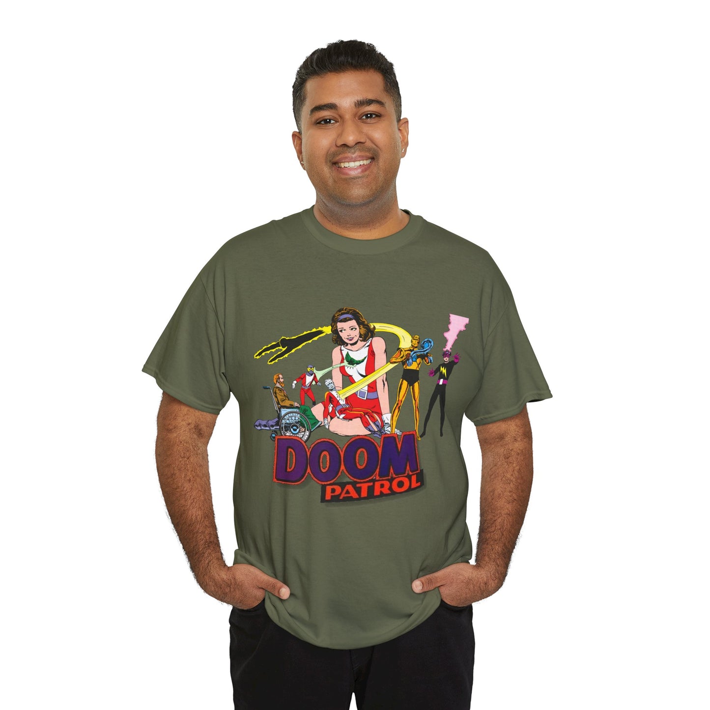 Doom Patrol T-Shirt - John Byrne Art - DC Comics Who's Who Art - Beast Boy, Robotman, Mento, Elasti-Girl, Negative Man, The Chief