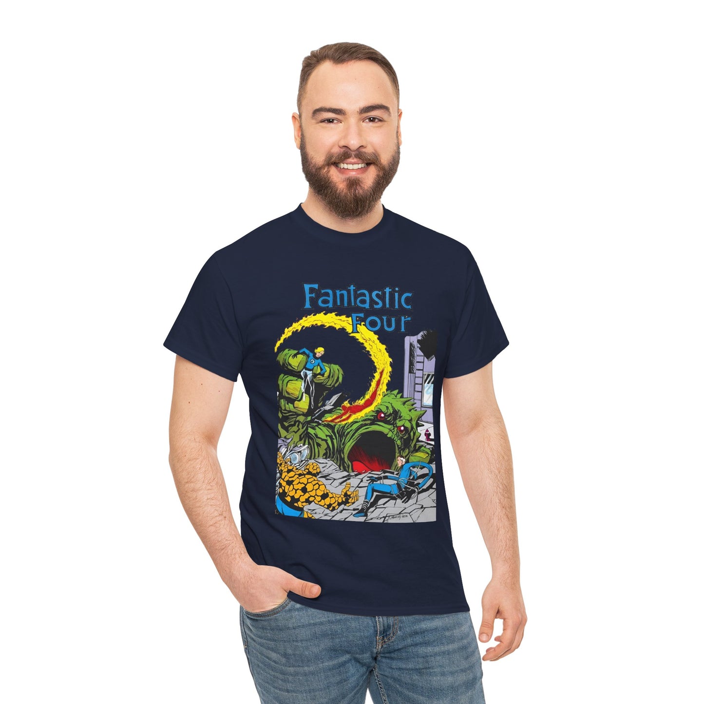 Fantastic Four T-Shirt - John Byrne Art - Cover to Issue #1 - Reed Richards, Invisible Woman, Human Torch, The Thing - Marvel Comics
