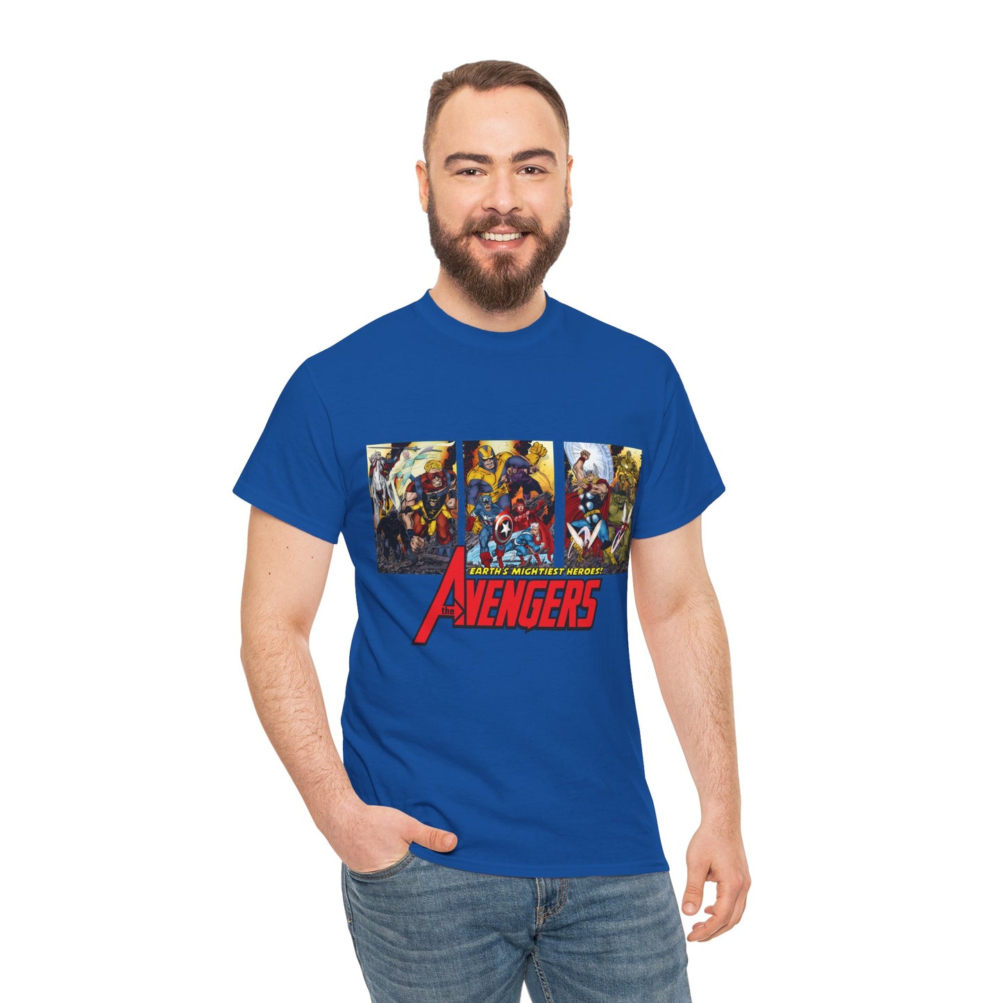Avengers T-Shirt - John Byrne Art - Thor, Captain America, Iron Man, Hulk, Scarlet Witch, Wasp, Quicksilver, The Black Knight - Marvel Comics