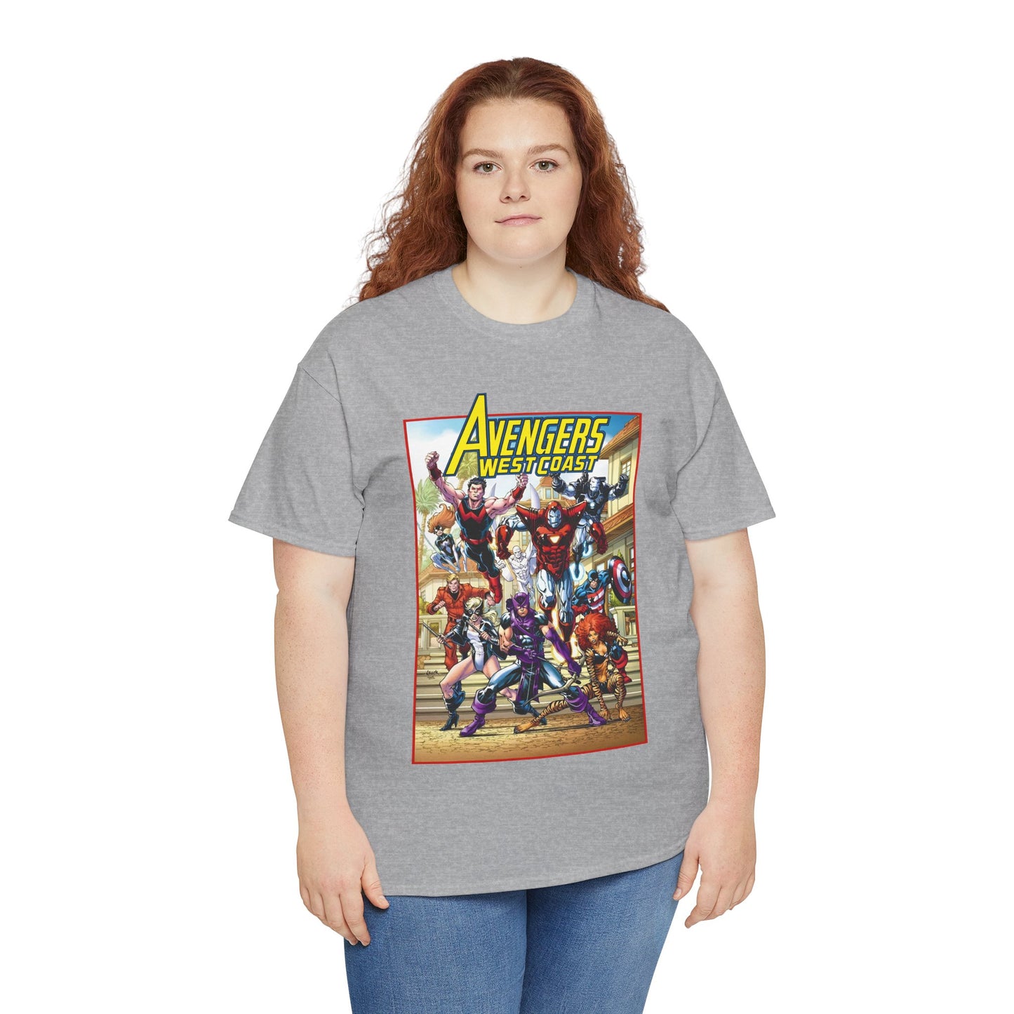 West Coast Avengers T-Shirt - Todd Nauck Art - Hawkeye, Iron Man, Wonder Man, Tigra, Vision - Marvel Comics
