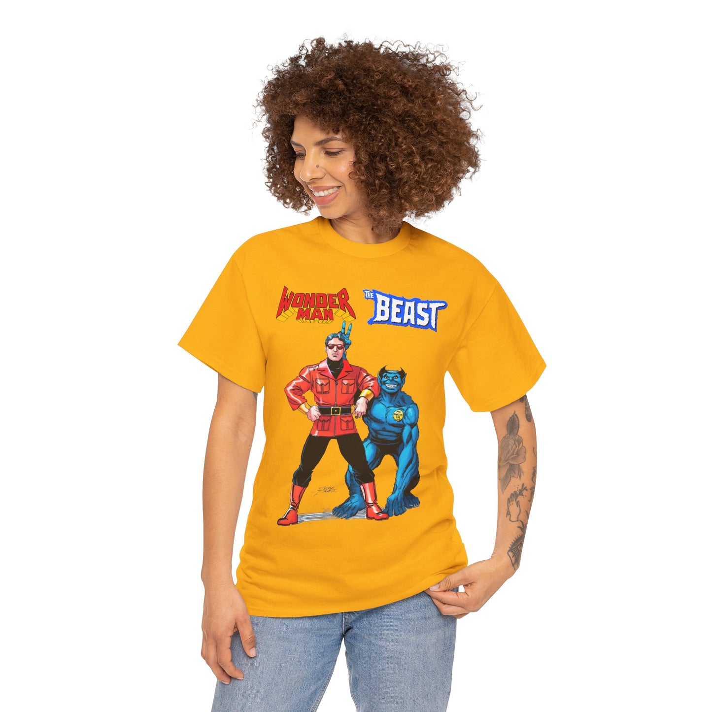 Wonder Man & Beast T-Shirt - George Perez Art - Popular Avengers, X-Men Members - Simon Williams & Hank McCoy - Marvel Comics