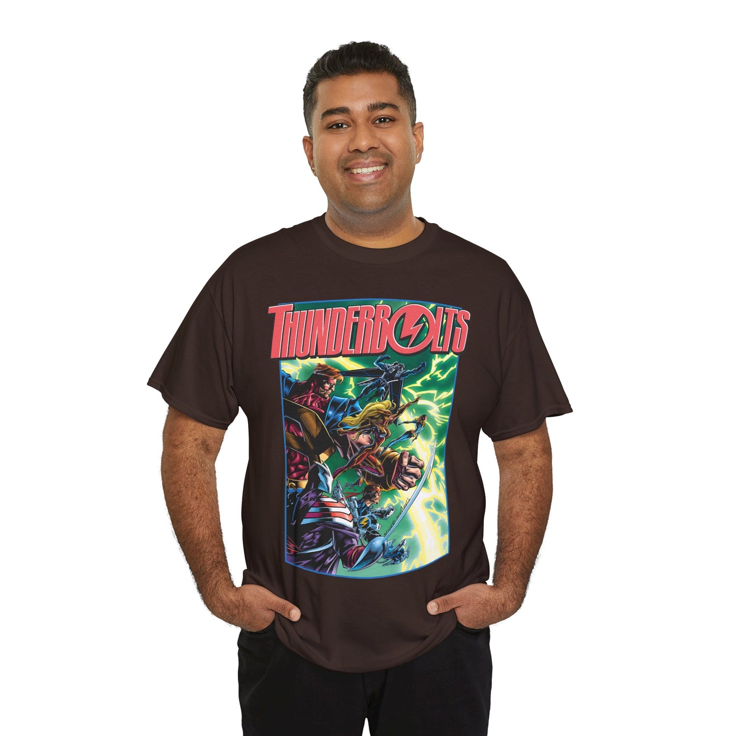 Thunderbolts T-Shirt - Amazing Mark Bagley Art - Citizen V, MACH-1, Atlas, Songbird, Fixer, Techno - Marvel Comics Characters - Avengers Connection