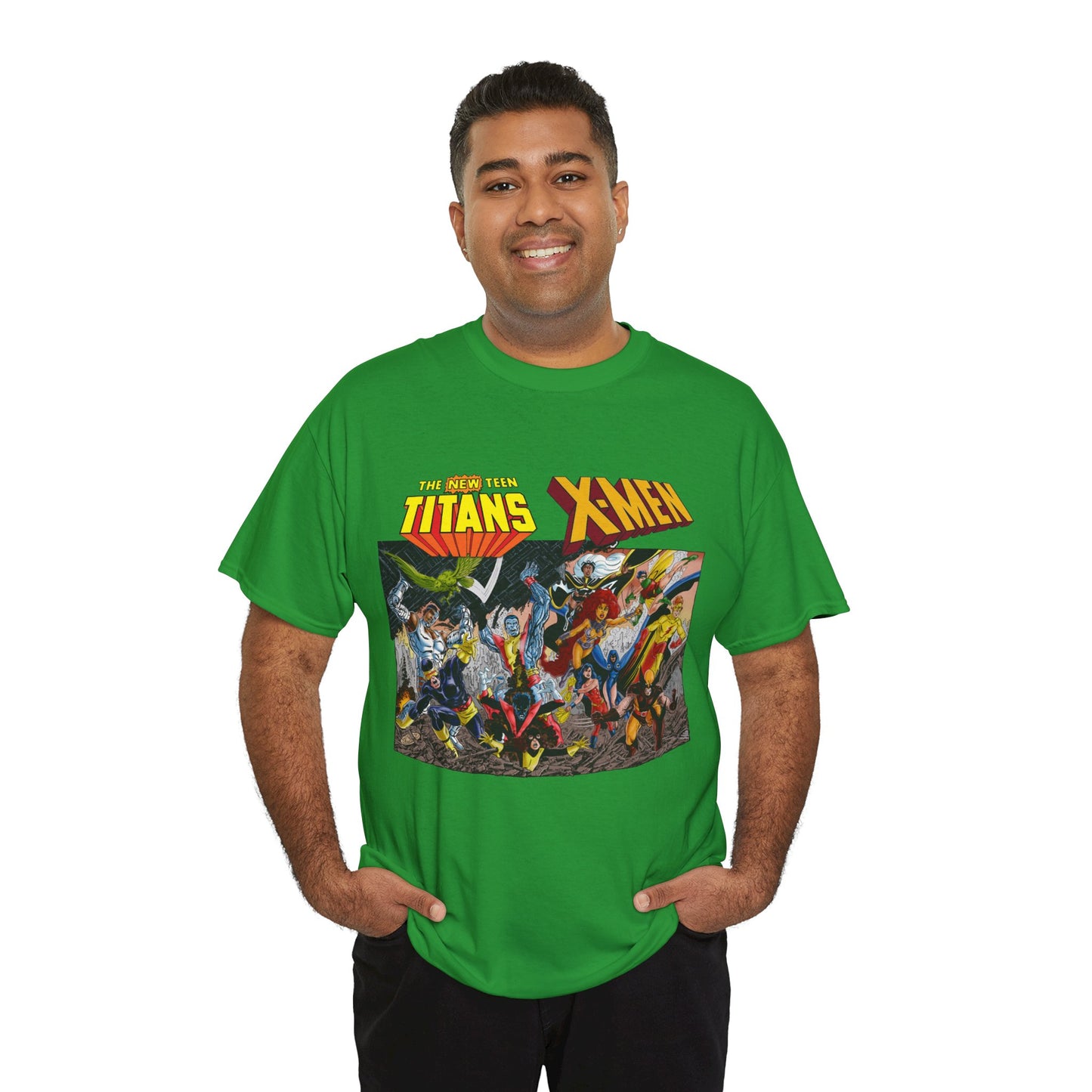 Uncanny X-Men Vs New Teen Titans T-Shirt - Amazing John Byrne Art - DC Comics, Marvel Comics Crossover - Wolverine, Starfire, Cyclops, Storm, Raven, Wonder Girl