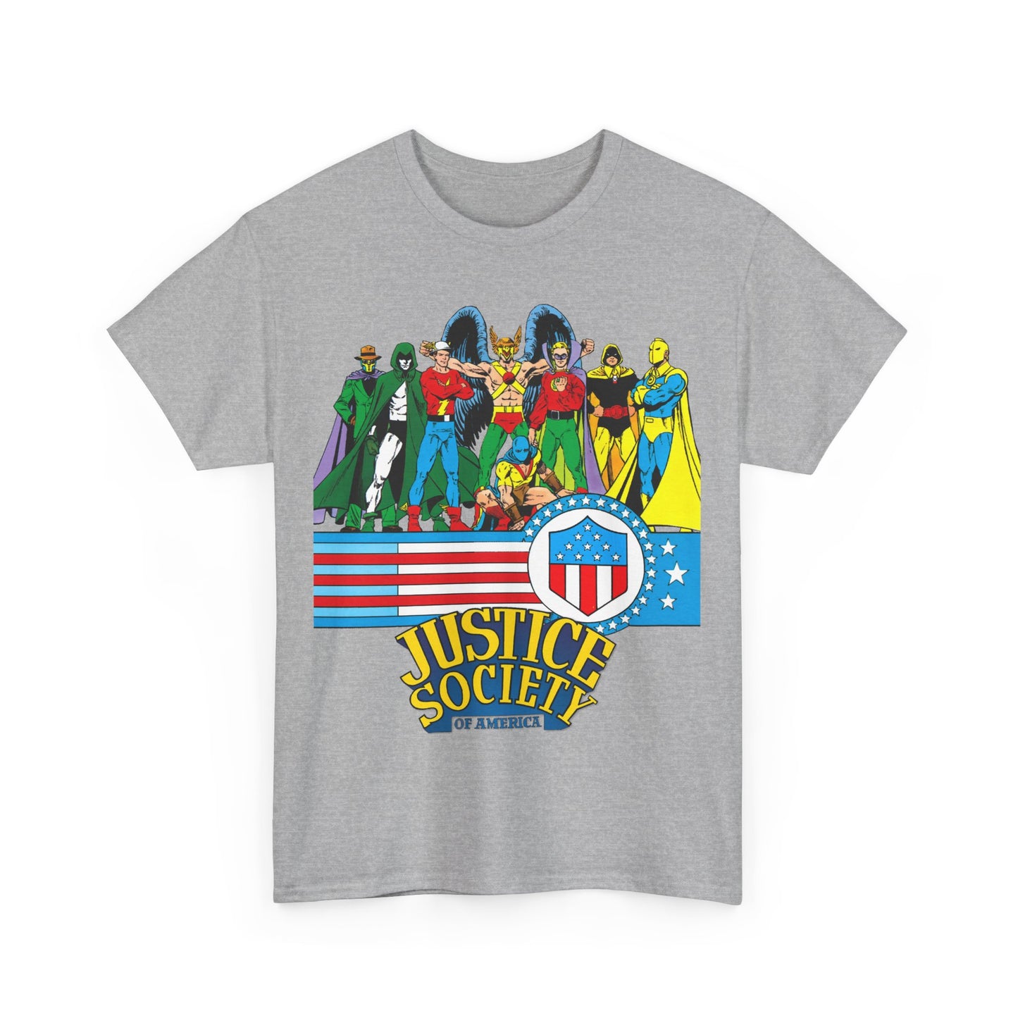 Justice Society of America T-Shirt - Amazing George Perez Art - History of the DC Universe - DC Comics - Dr Fate, Sandman, Flash, Hourman, Spectre, Hawkman