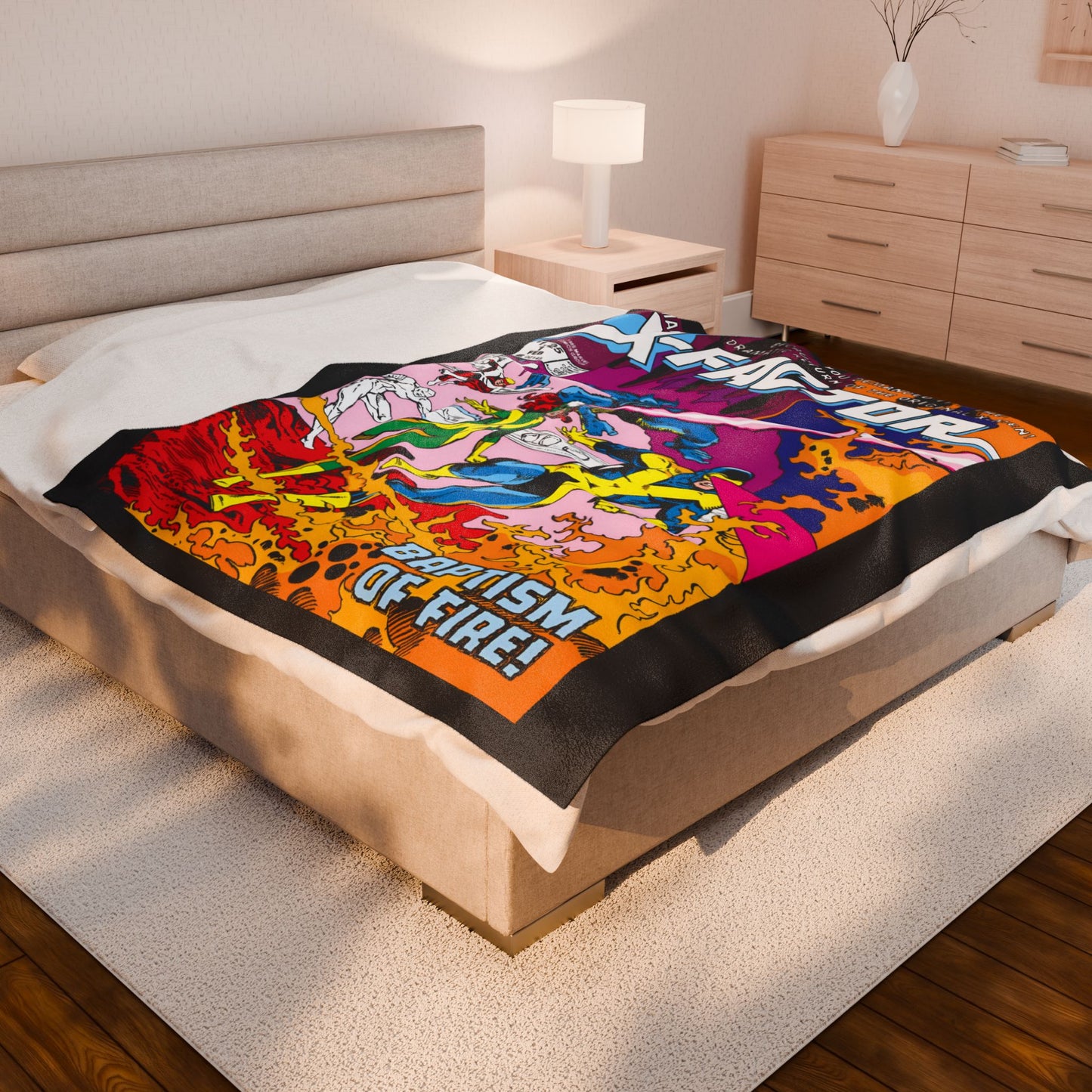 X-Factor Plush Blanket 60x80" - Cyclops, Jean Grey, Beast, Angel, Iceman - X-Men Spin-Off - Marvel Comics
