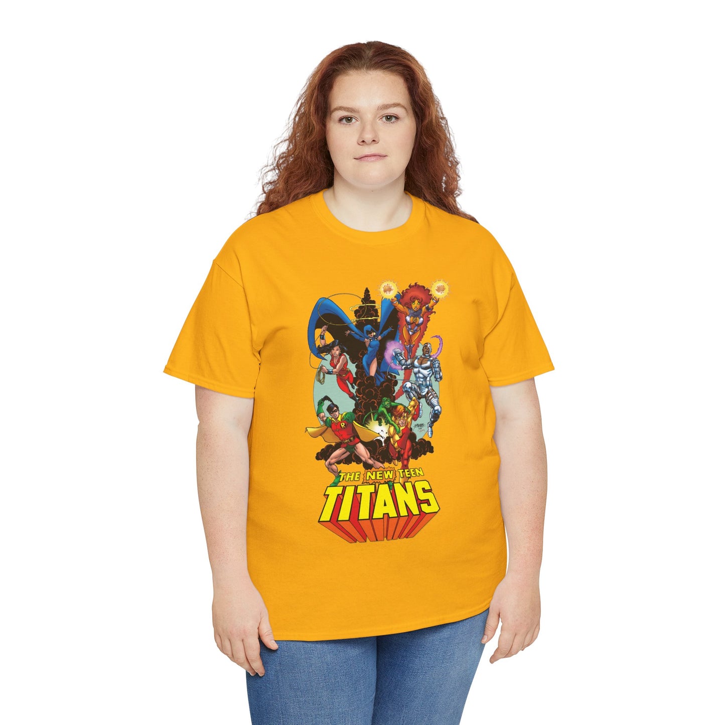 New Teen Titans T-Shirt - George Perez Art - Raven, Cyborg, Robin, Starfire, Wonder Girl, Changeling - DC Comics
