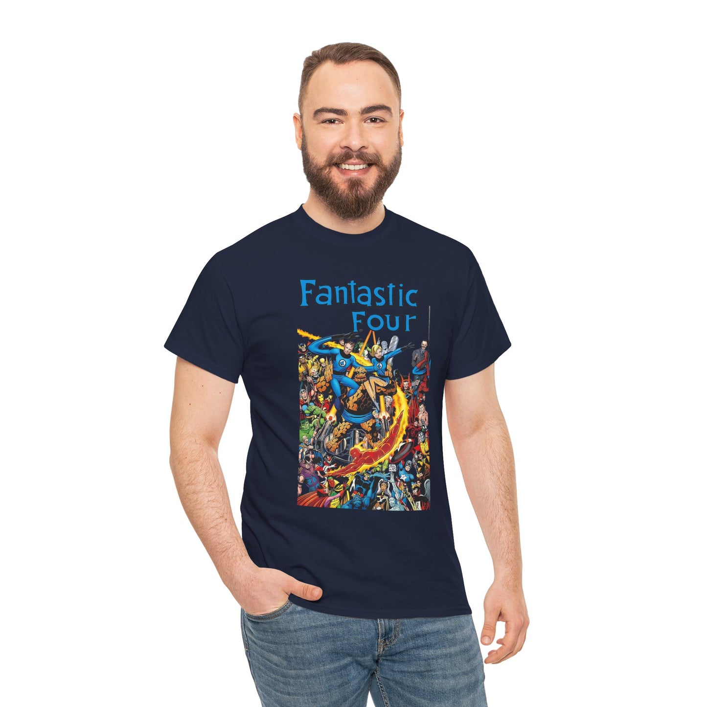 Fantastic Four T-Shirt - Classic John Byrne Art - Popular Marvel Comics Characters - Human Torch, The Thing, Invisible Woman, Reed Richards - 2025 MCU Movie