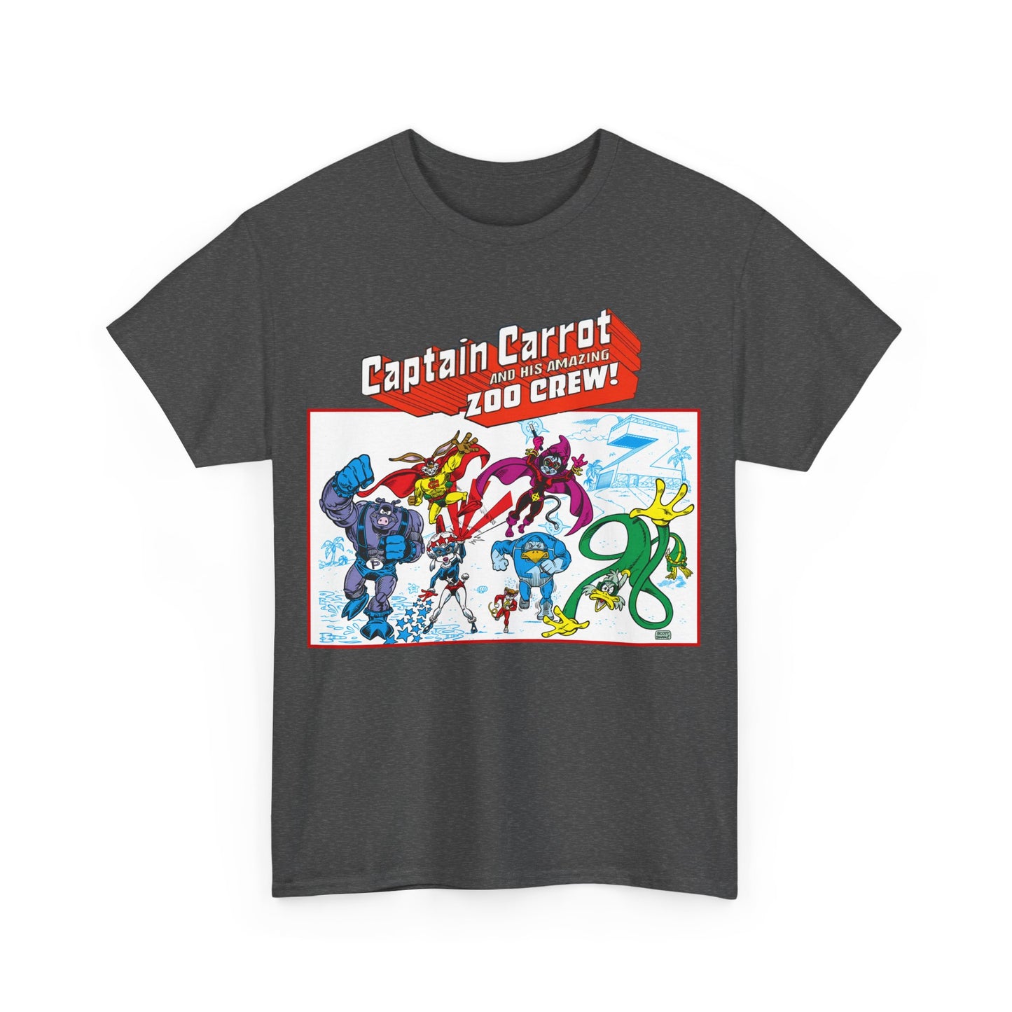 Captain Carrot & His Amazing Zoo Crew T-Shirt - DC Comics Series - Funny Animal Retro 1980s - Pig-Iron, Yankee Poodle, Rubberduck