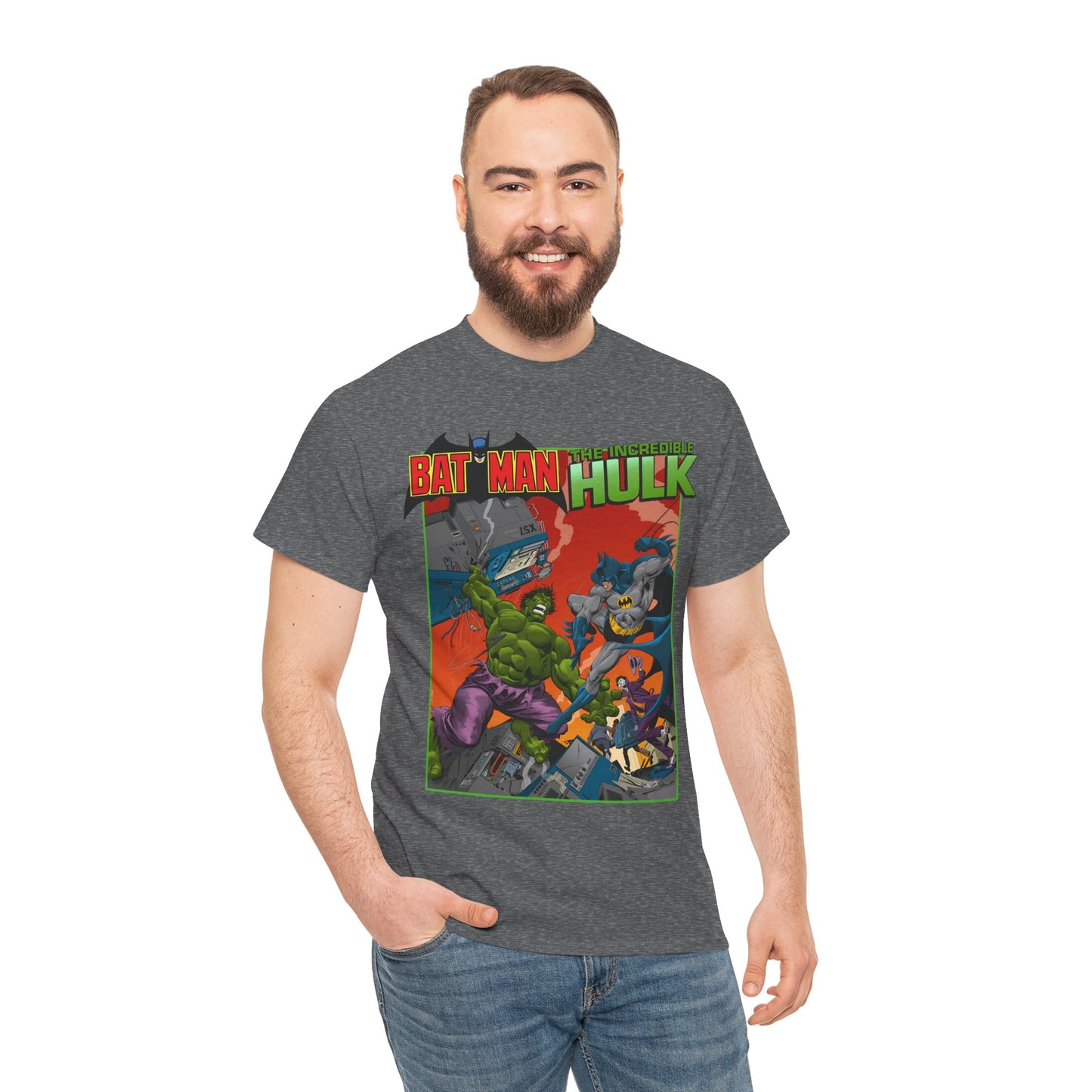 Batman Vs Incredible Hulk T-Shirt - DC Comics & Marvel - Joker - 1970s Team-Up