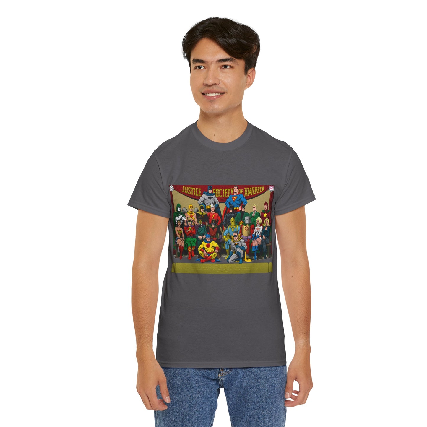 JSA T-Shirt - Sandman, Starman, Atom, Dr Fate, Mr Terrific, Flash, Green Lantern - DC Comics - Justice Society of America - Golden Age