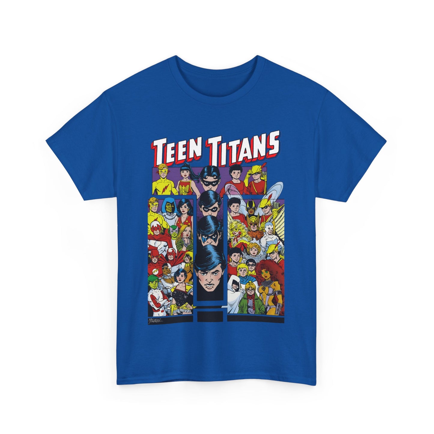 Teen Titans T-Shirt - George Perez Art - Wonder Girl, Bumblebee, Kid Flash, Starfire, Cyborg, Raven, Lilith, Flash, Hawn & Dove, Robin - DC Comics