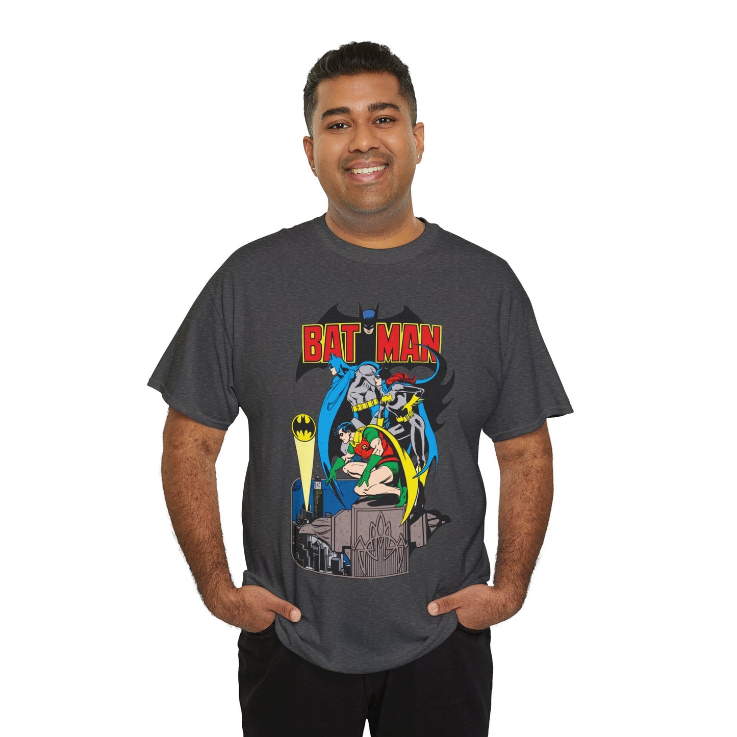 Batman, Robin & Batgirl T-Shirt - José Luis García-López Art - DC Comics Style Guide - 1970s Retro Art - Gotham City - Bat Signal