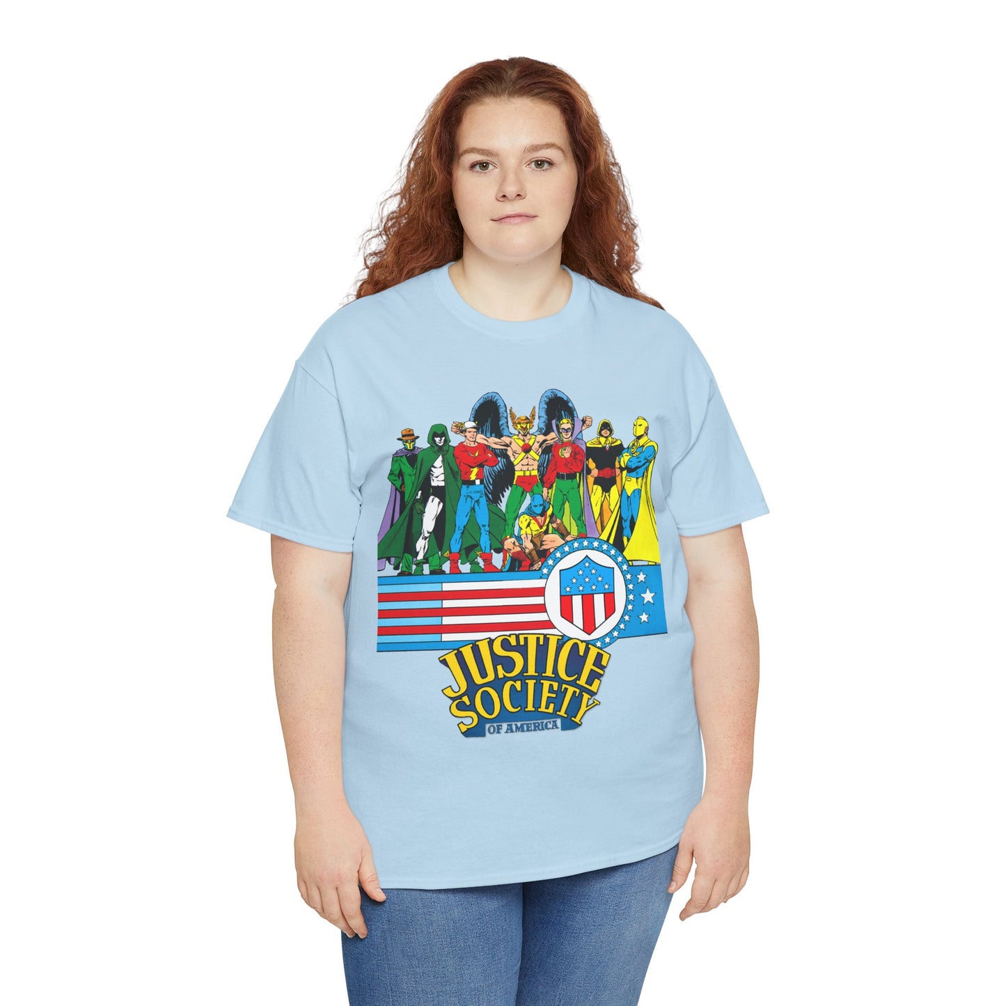 Justice Society of America T-Shirt - Amazing George Perez Art - History of the DC Universe - DC Comics - Dr Fate, Sandman, Flash, Hourman, Spectre, Hawkman
