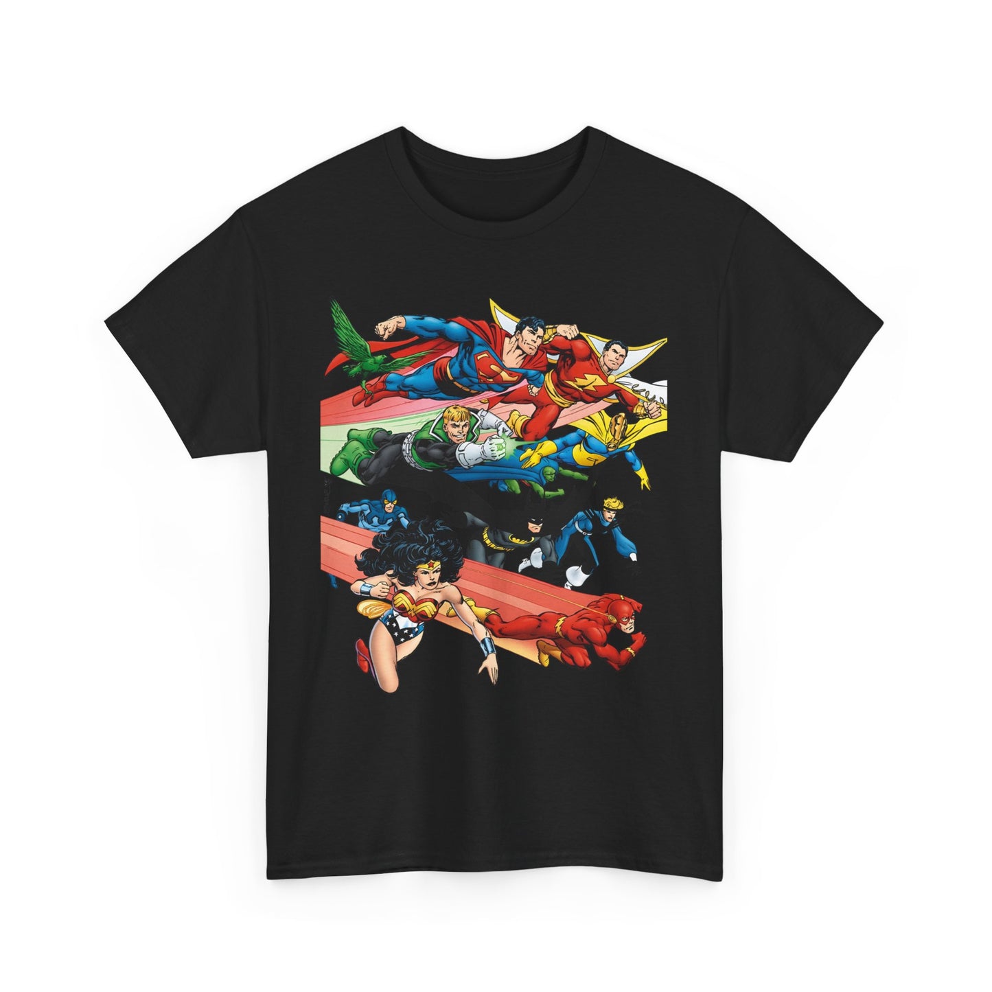 DC Legends T-Shirt - John Byrne Art - Superman, Dr Fate, Blue Beetle, Wonder Woman, Black Canary, Guy Gardner - DC Comics