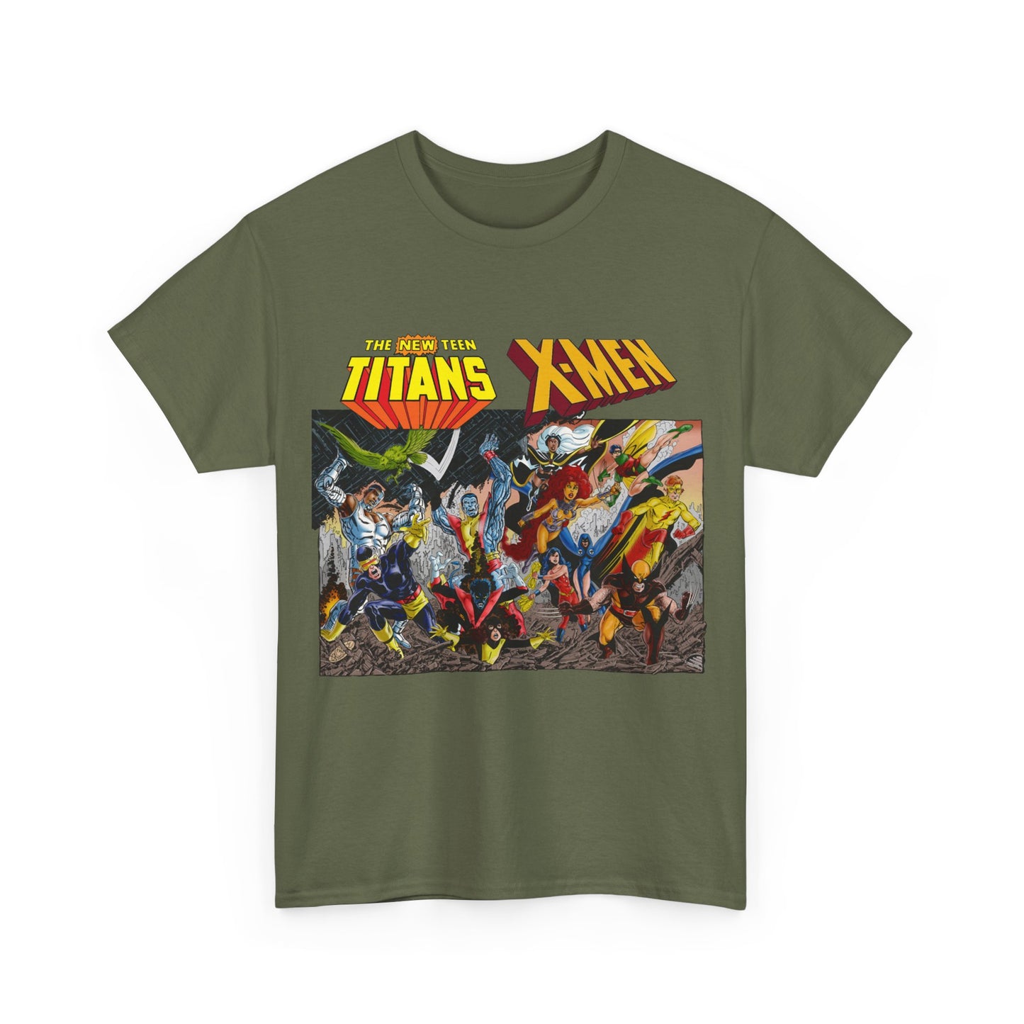 Uncanny X-Men Vs New Teen Titans T-Shirt - Amazing John Byrne Art - DC Comics, Marvel Comics Crossover - Wolverine, Starfire, Cyclops, Storm, Raven, Wonder Girl