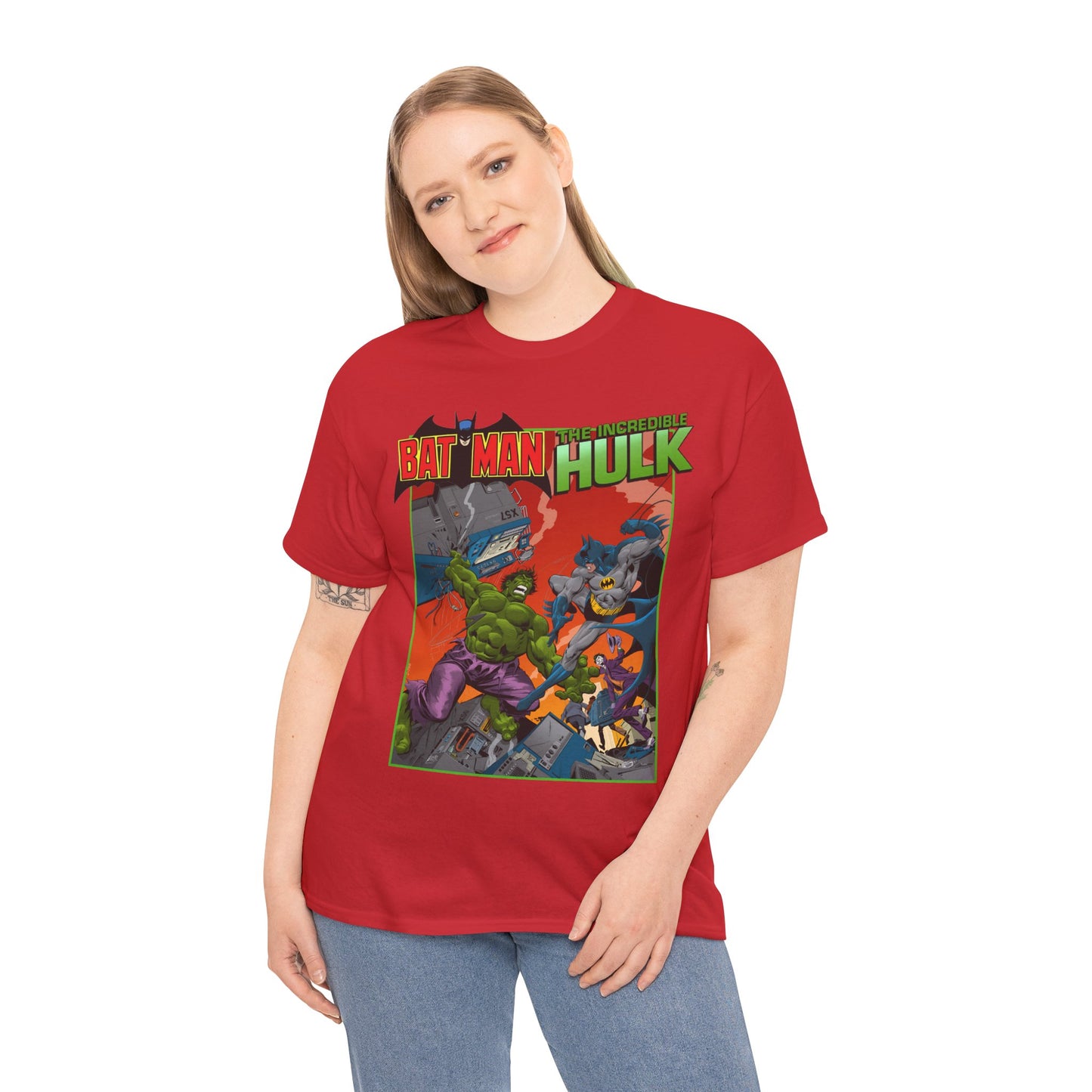 Batman Vs Incredible Hulk T-Shirt - DC Comics & Marvel - Joker - 1970s Team-Up