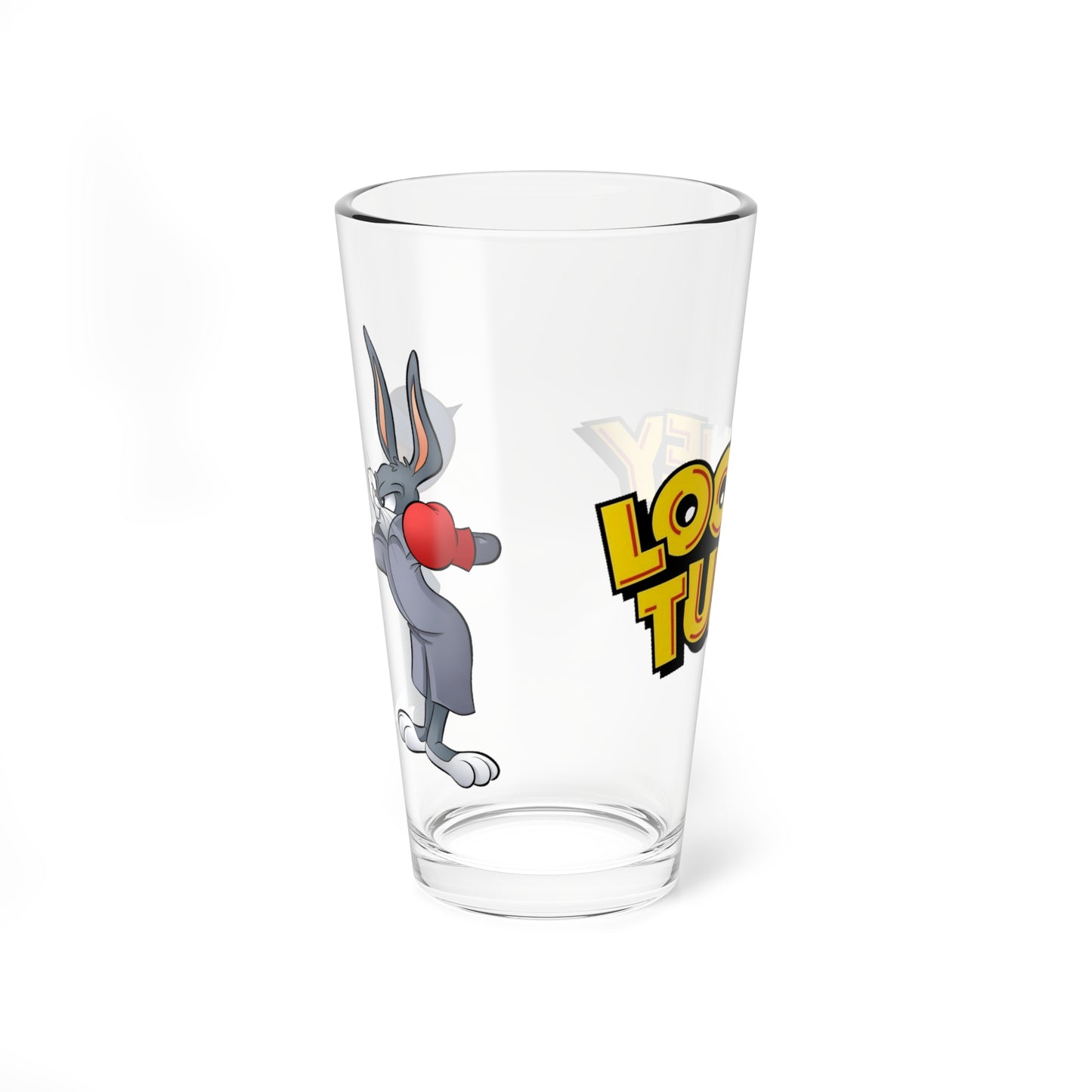 Bugs Bunny & Elmer Fudd Pint Glass, 16oz - Popular Looney Tunes Cartoon Art - King Arthur's Court - Medieval Knights Theme - WB