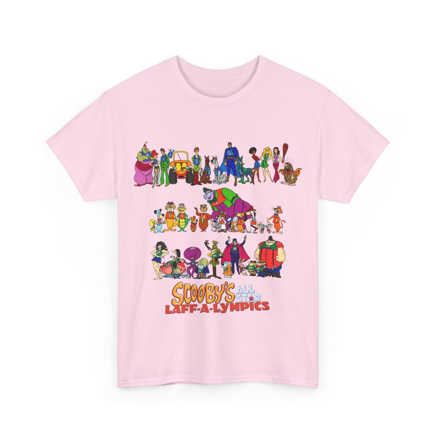 Scooby's All-Star Laff-A-Lympics T-Shirt - Hanna-Barbera Cartoon - Speed Buggy, Yogi Bear, Grape Ape, Scooby Dum, Shaggy, Wally Gator