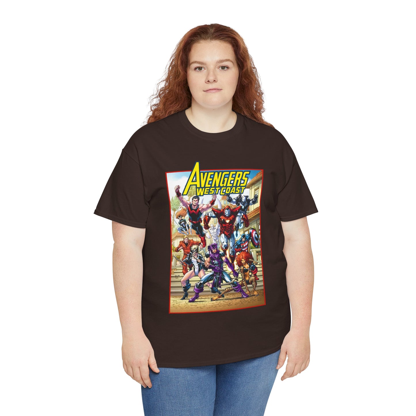 West Coast Avengers T-Shirt - Todd Nauck Art - Hawkeye, Iron Man, Wonder Man, Tigra, Vision - Marvel Comics