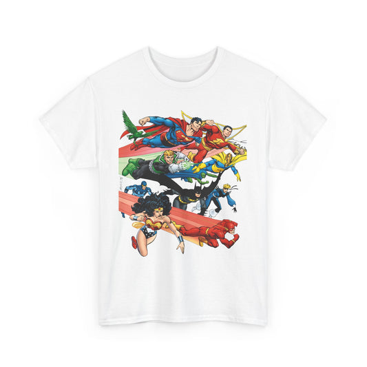 DC Legends T-Shirt - John Byrne Art - Superman, Dr Fate, Blue Beetle, Wonder Woman, Black Canary, Guy Gardner - DC Comics